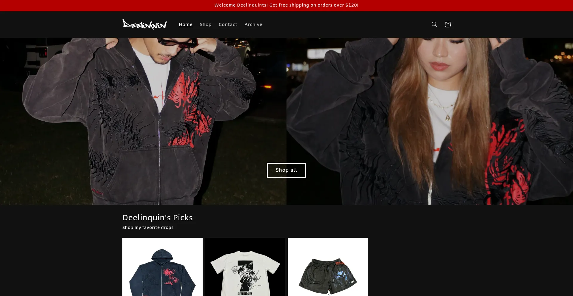 Website screenshot of Deelinquinshop.com