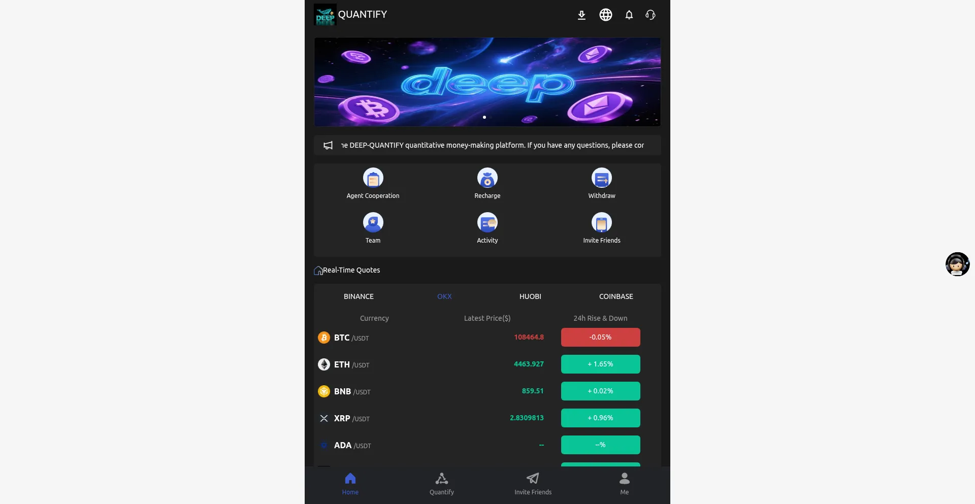 Website screenshot of Deep-quantify.com