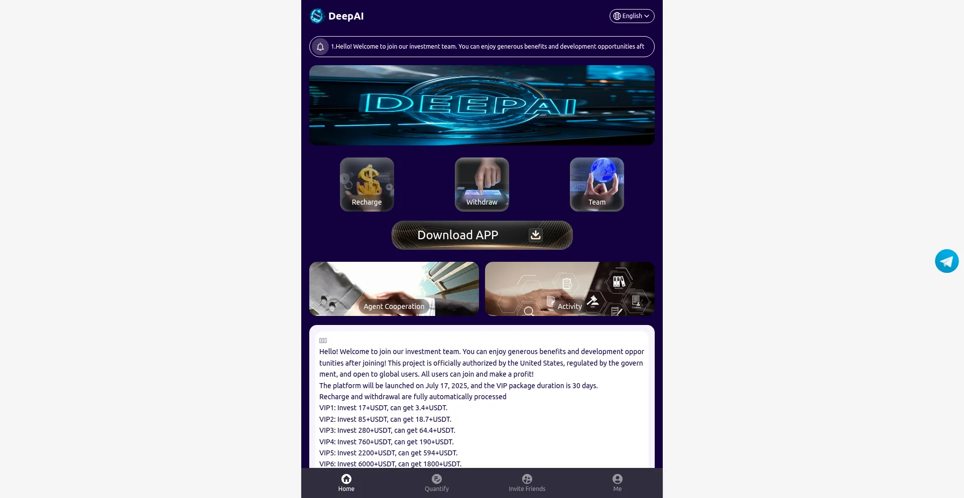 Website screenshot of Deepai.love