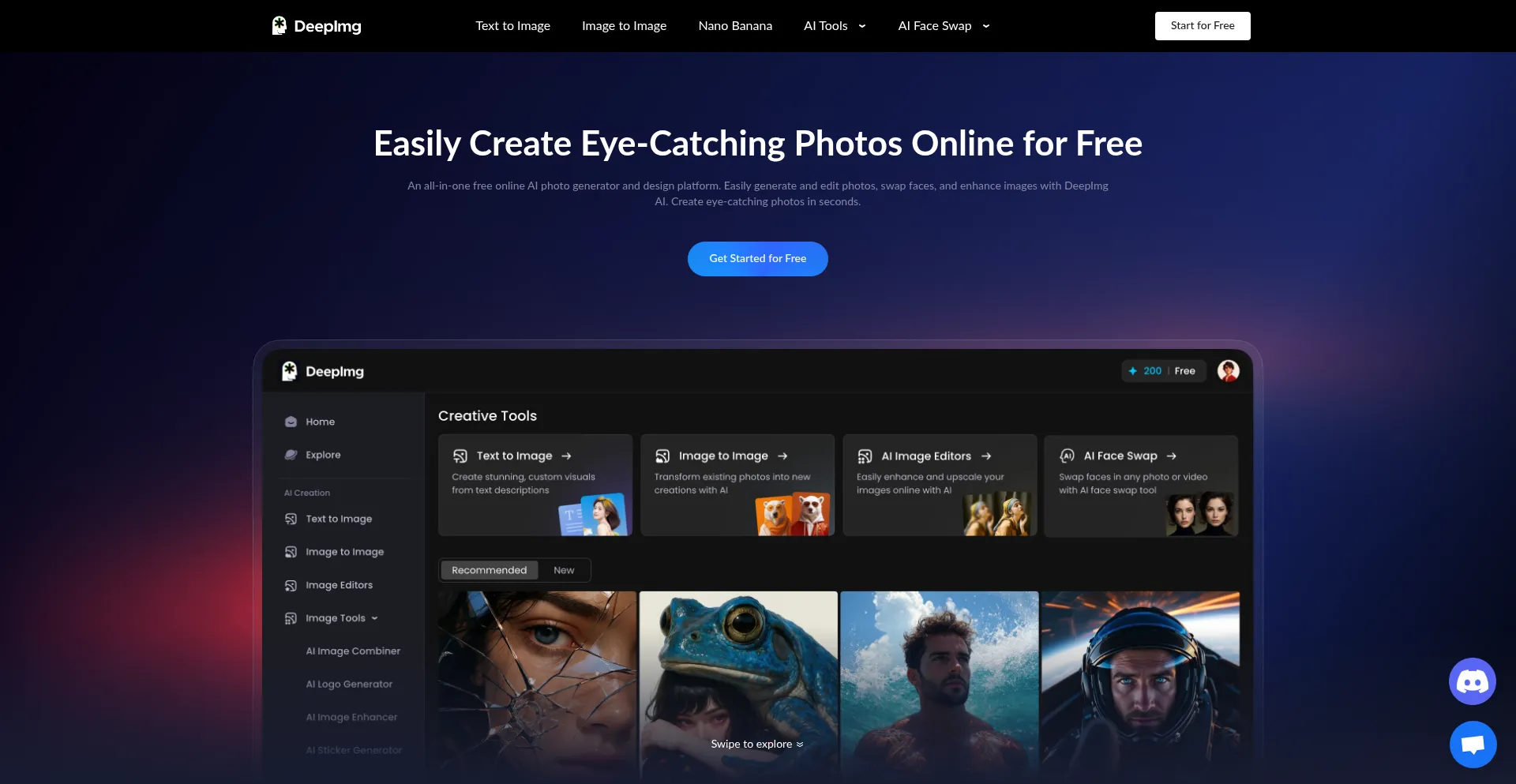 Website screenshot of Deepimg.io