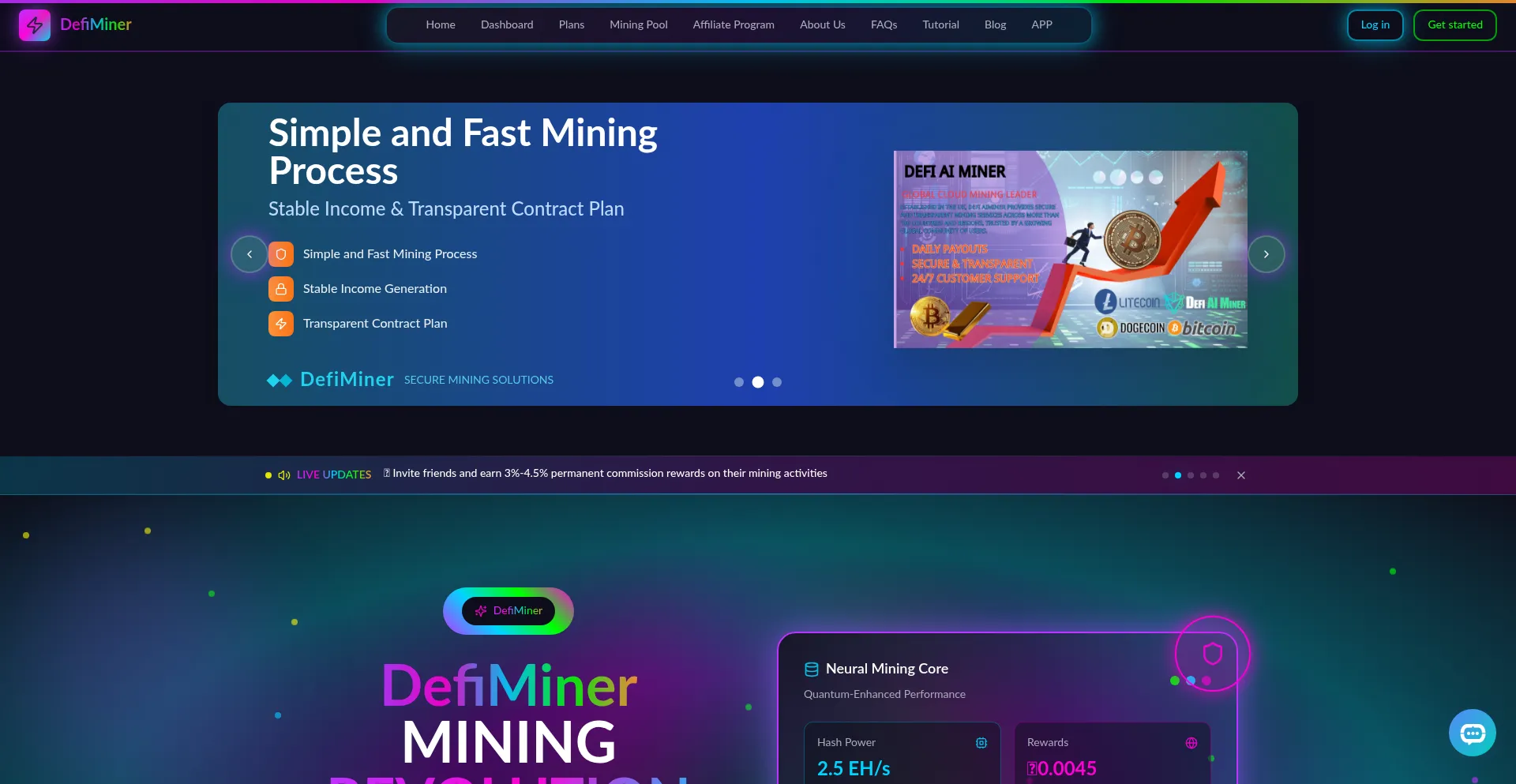 Defiminer.com Screenshot