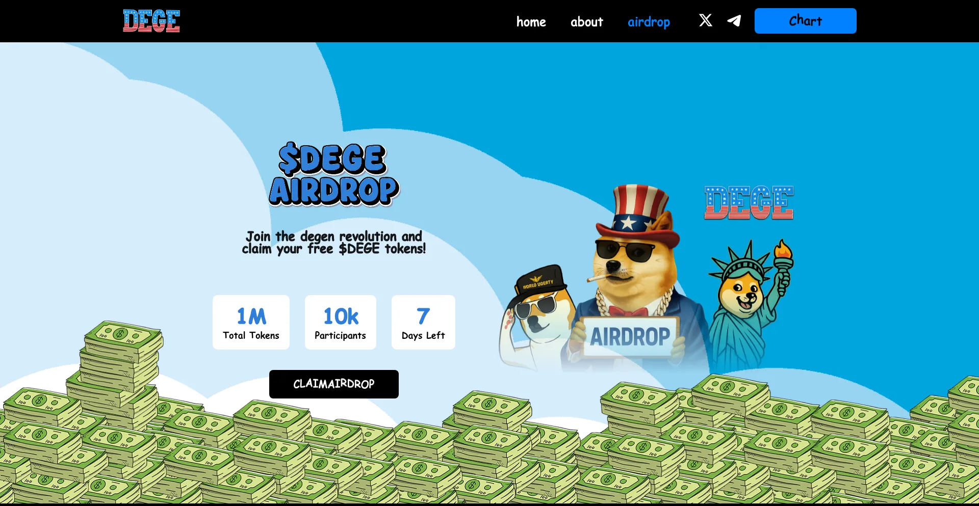 Website screenshot of Dege-coins.net