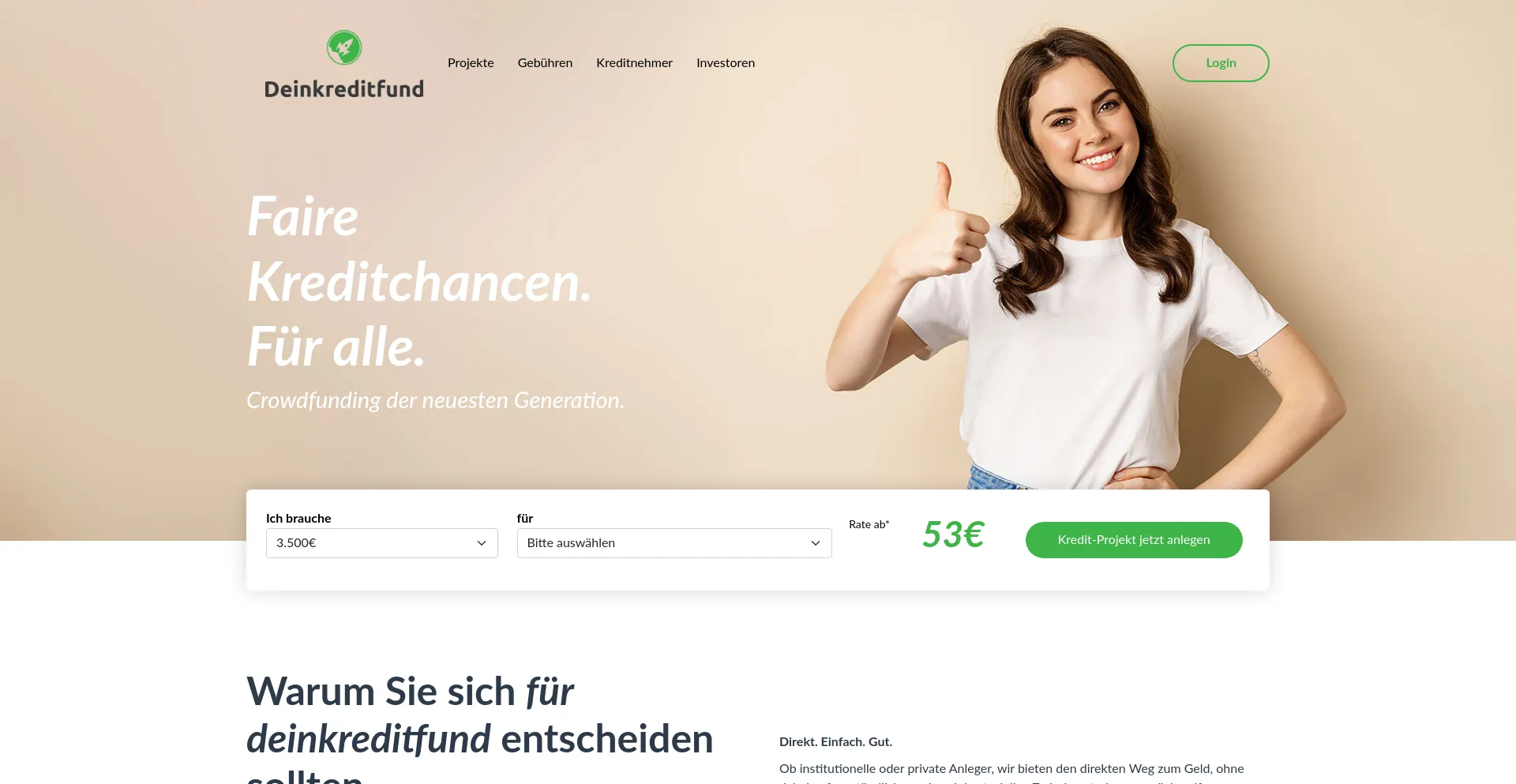 Website screenshot of Deinkreditfund.com