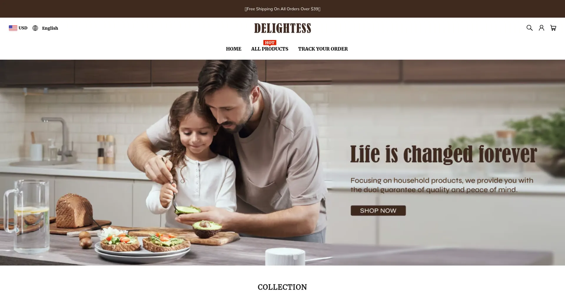 Website screenshot of Delightess.com