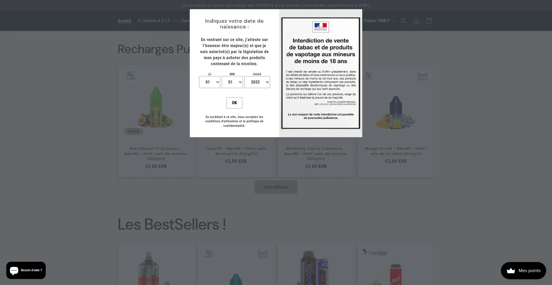 Website screenshot of Deliquide.fr
