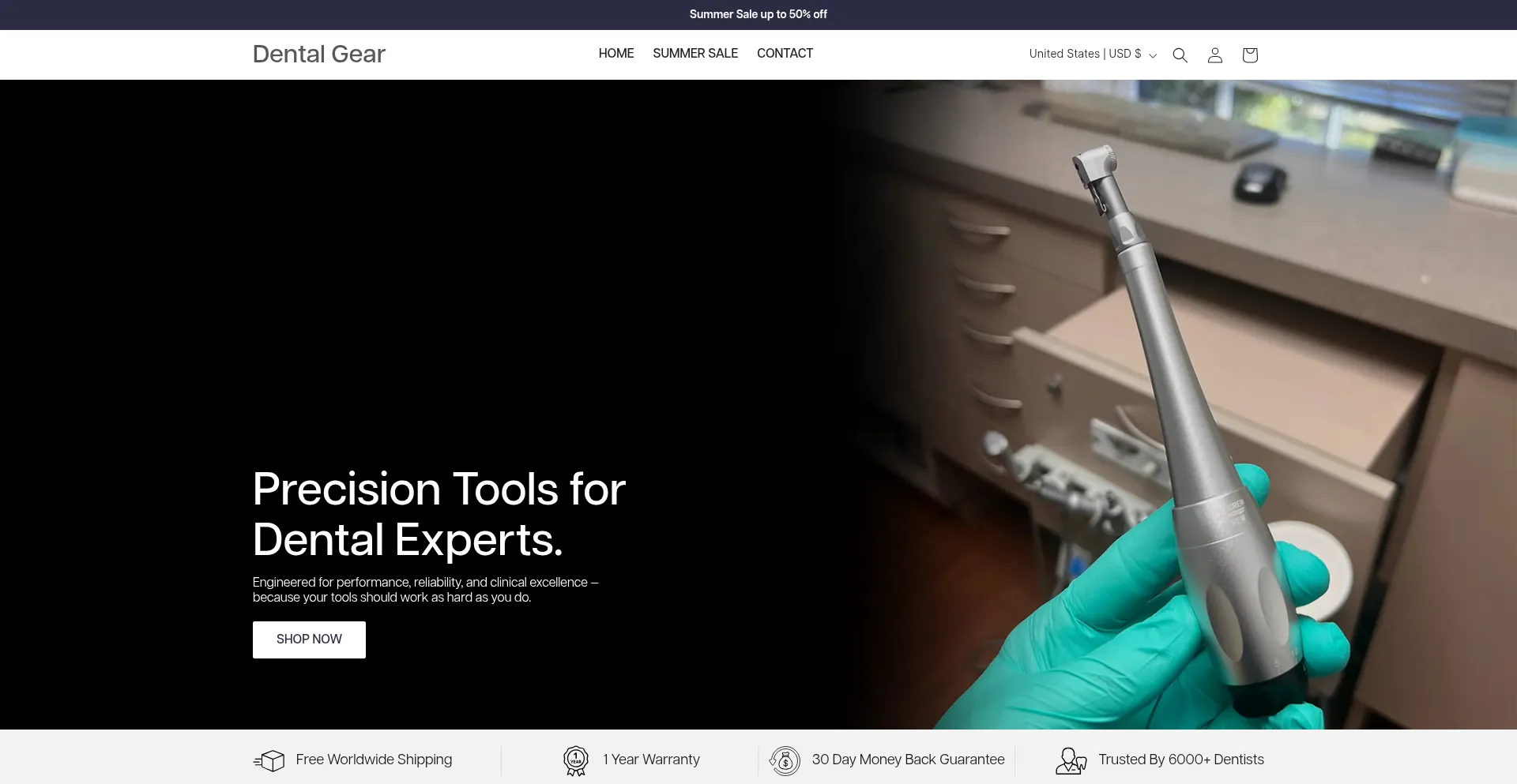 Website screenshot of Dentalgear.co