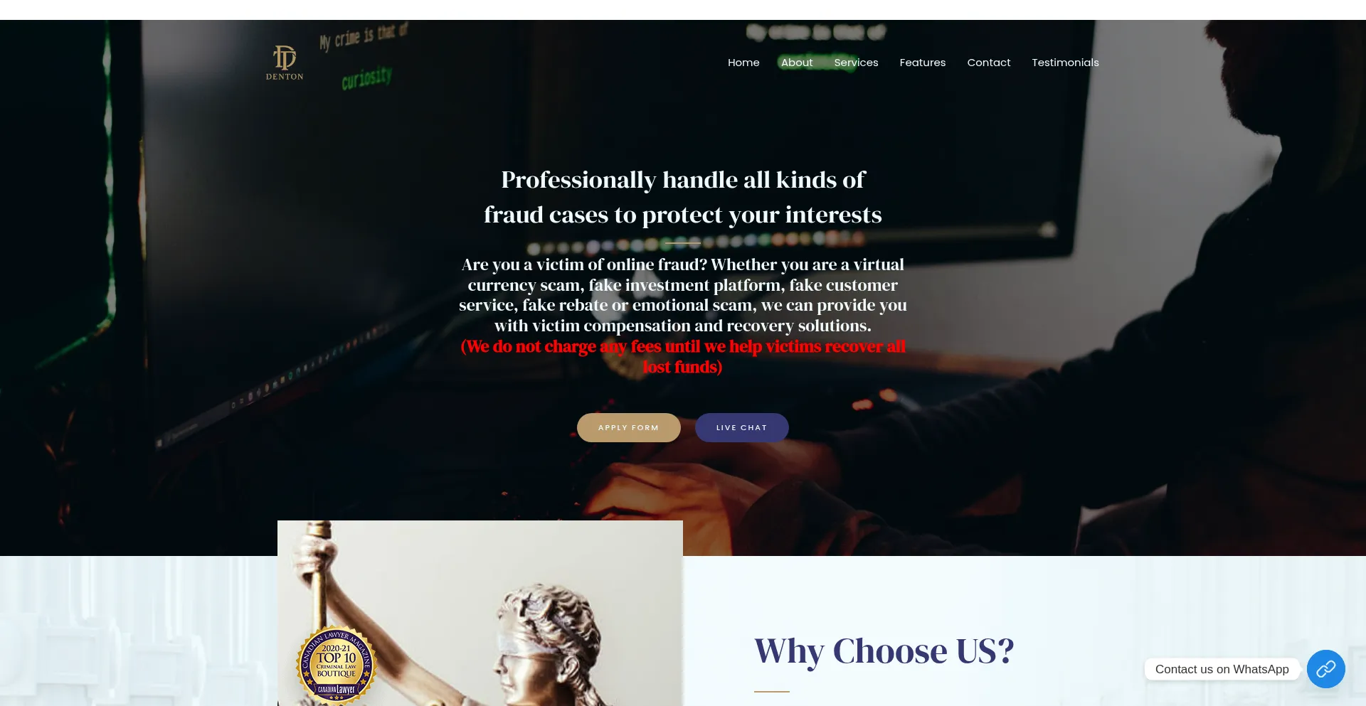 Website screenshot of Dentonglf.me