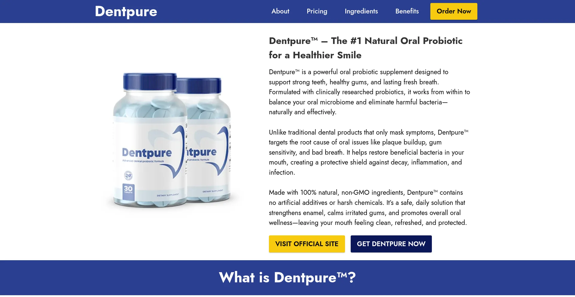 Website screenshot of Dentpiur.com