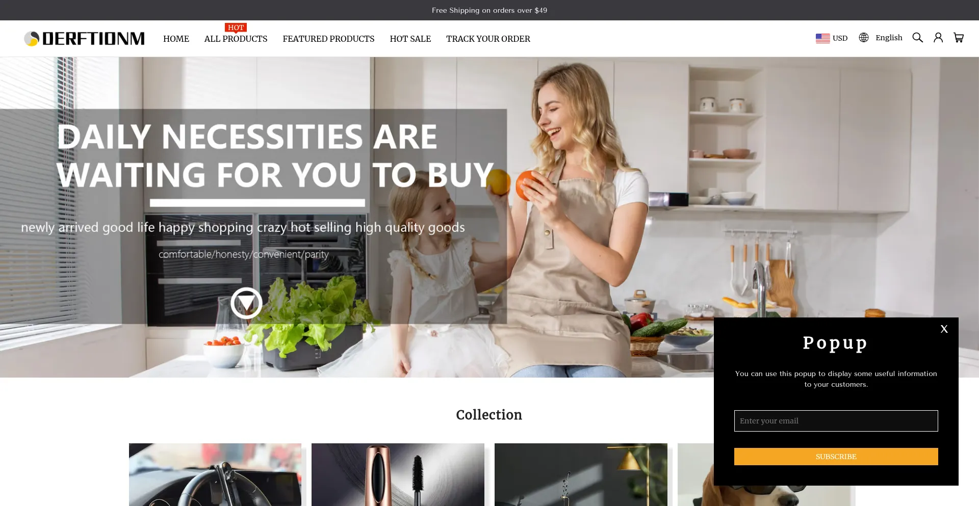 Website screenshot of Derftionm.com