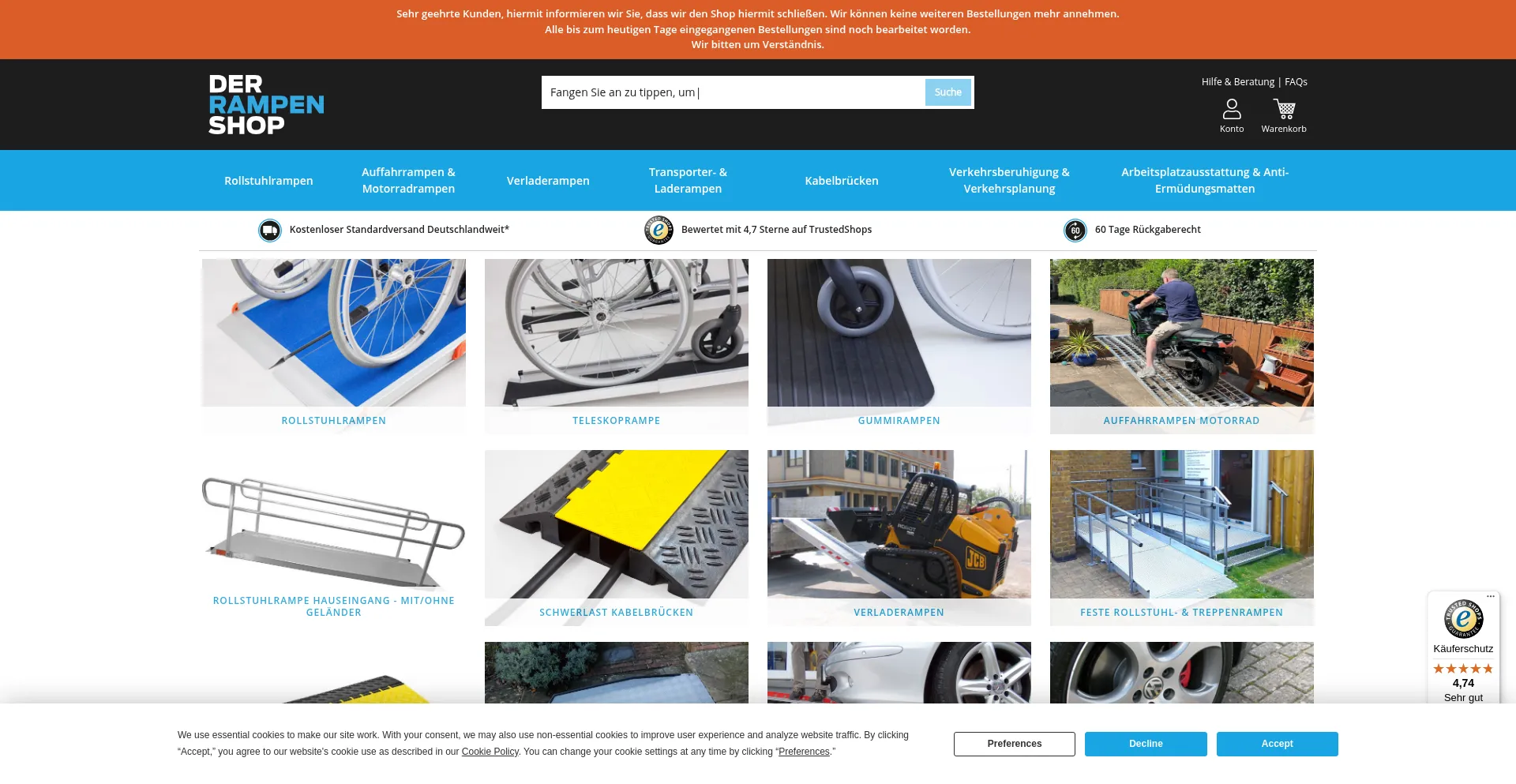 Website screenshot of Derrampenshop.de