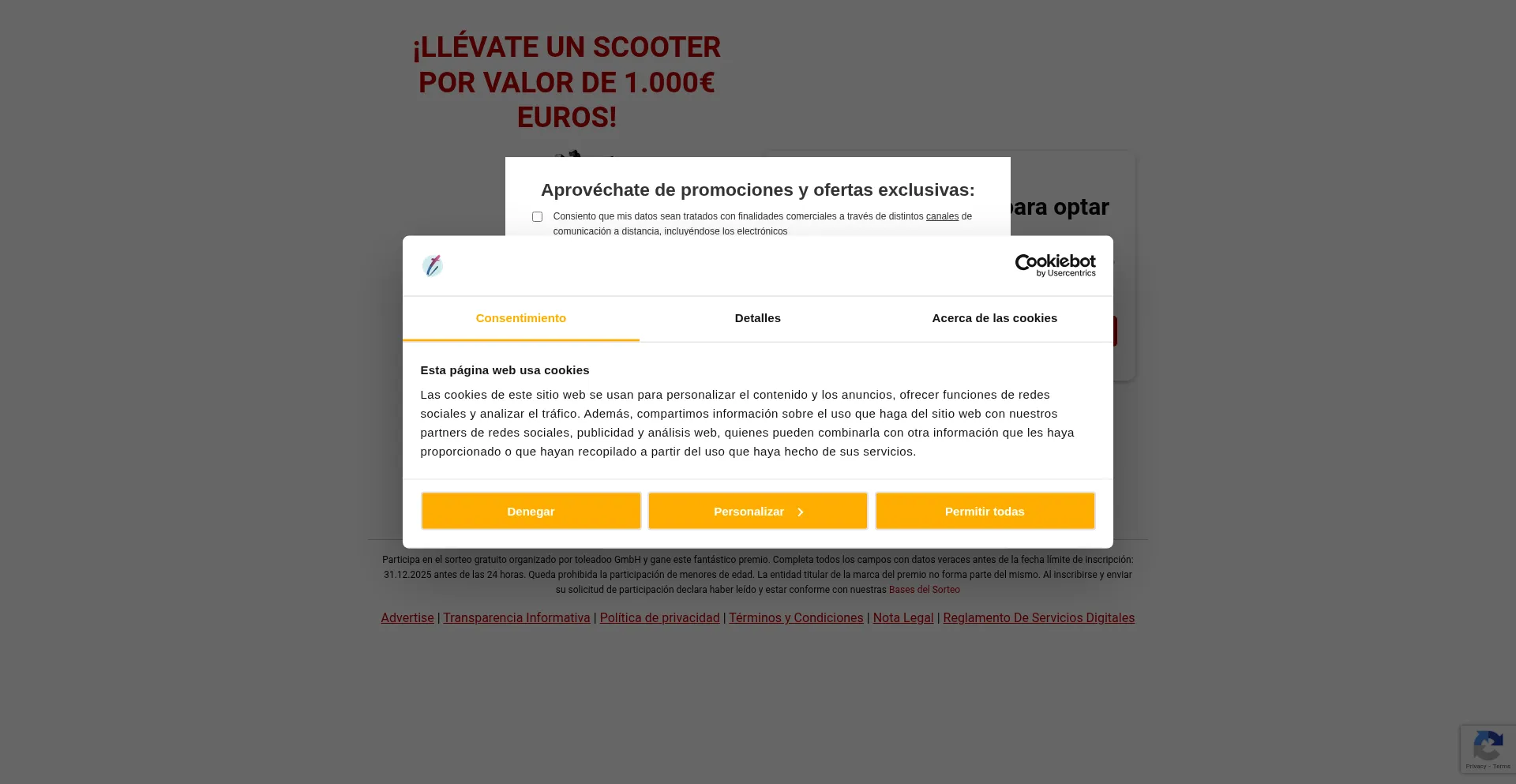 Website screenshot of Descubrepremios.com