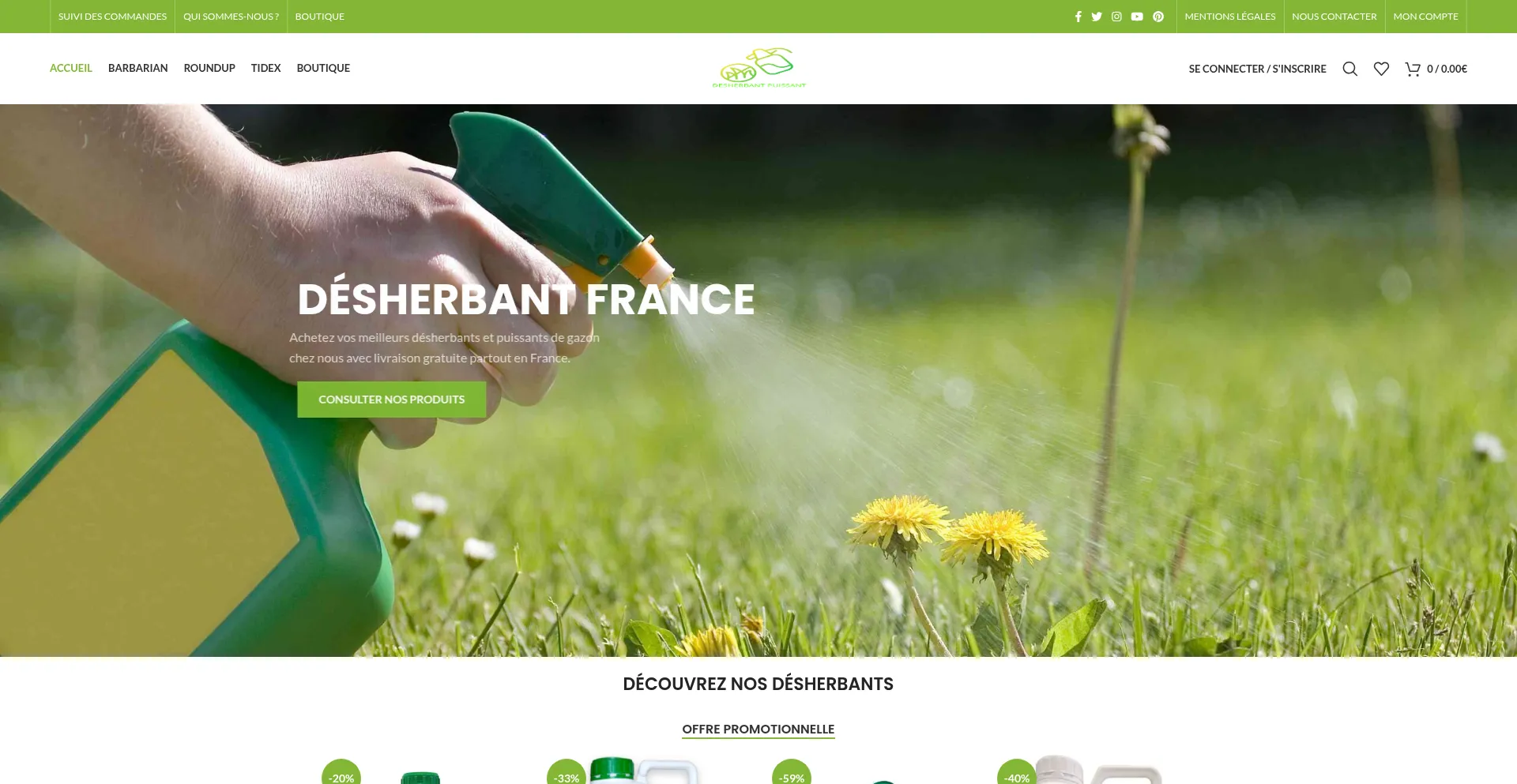 Website screenshot of Desherbants-france.fr