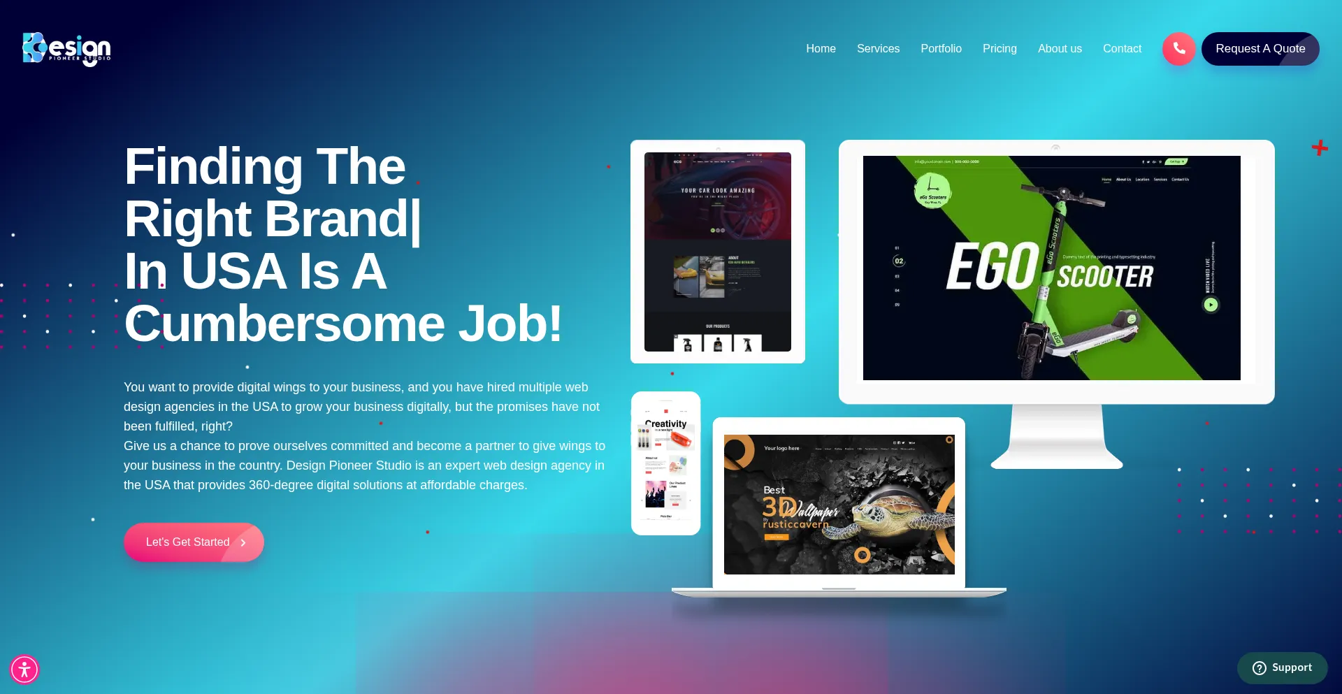 Website screenshot of Designpioneerstudio.com
