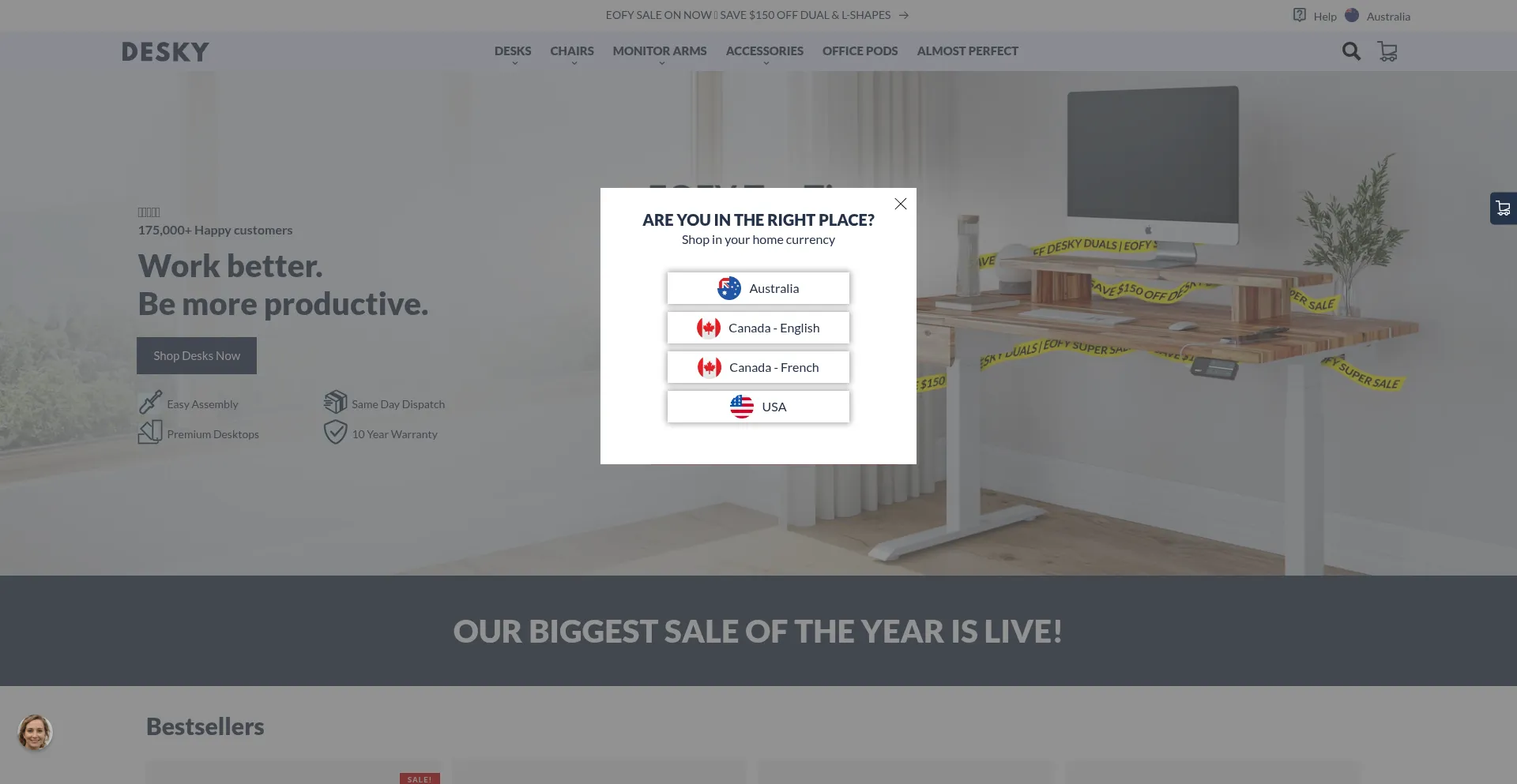 Website screenshot of Desky.com.au