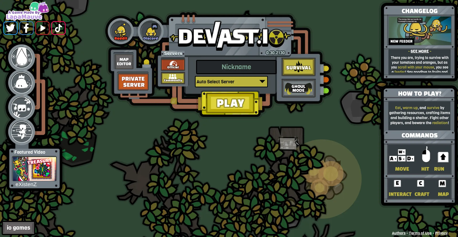 Website screenshot of Devast.io