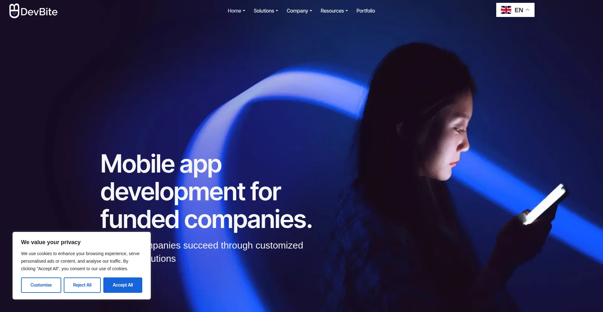 Website screenshot of Devbite.com.co