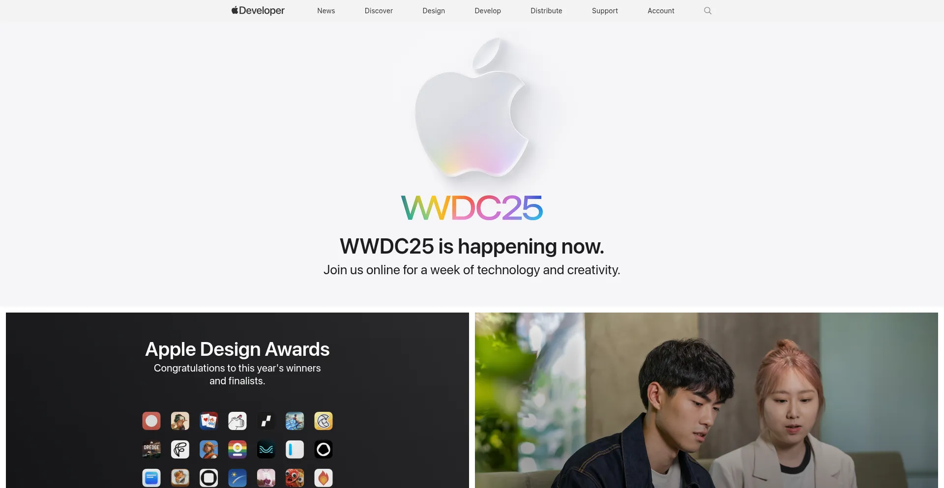 Website screenshot of Developer.apple.com
