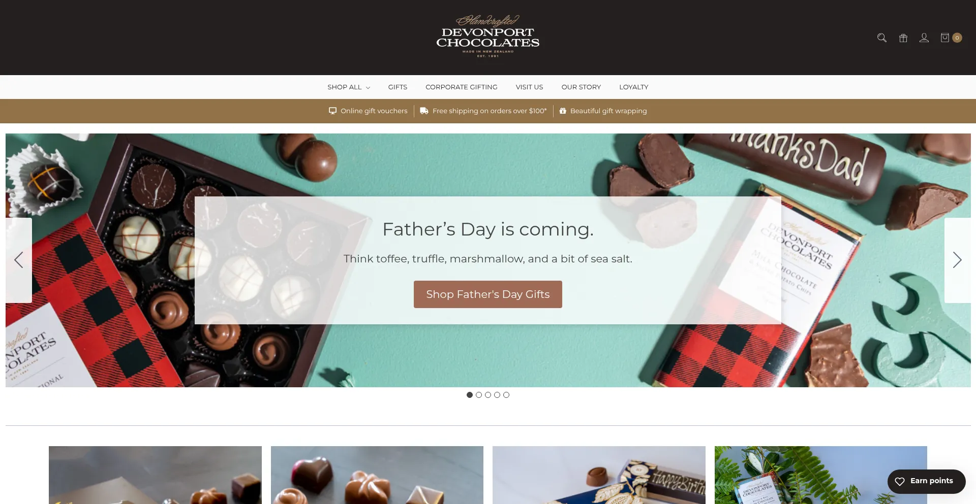 Website screenshot of Devonportchocolates.co.nz