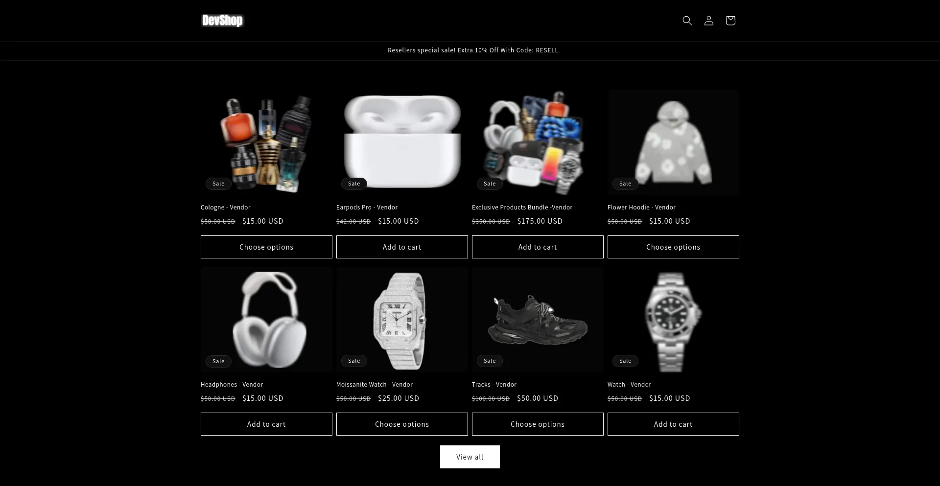 Website screenshot of Devresells.com