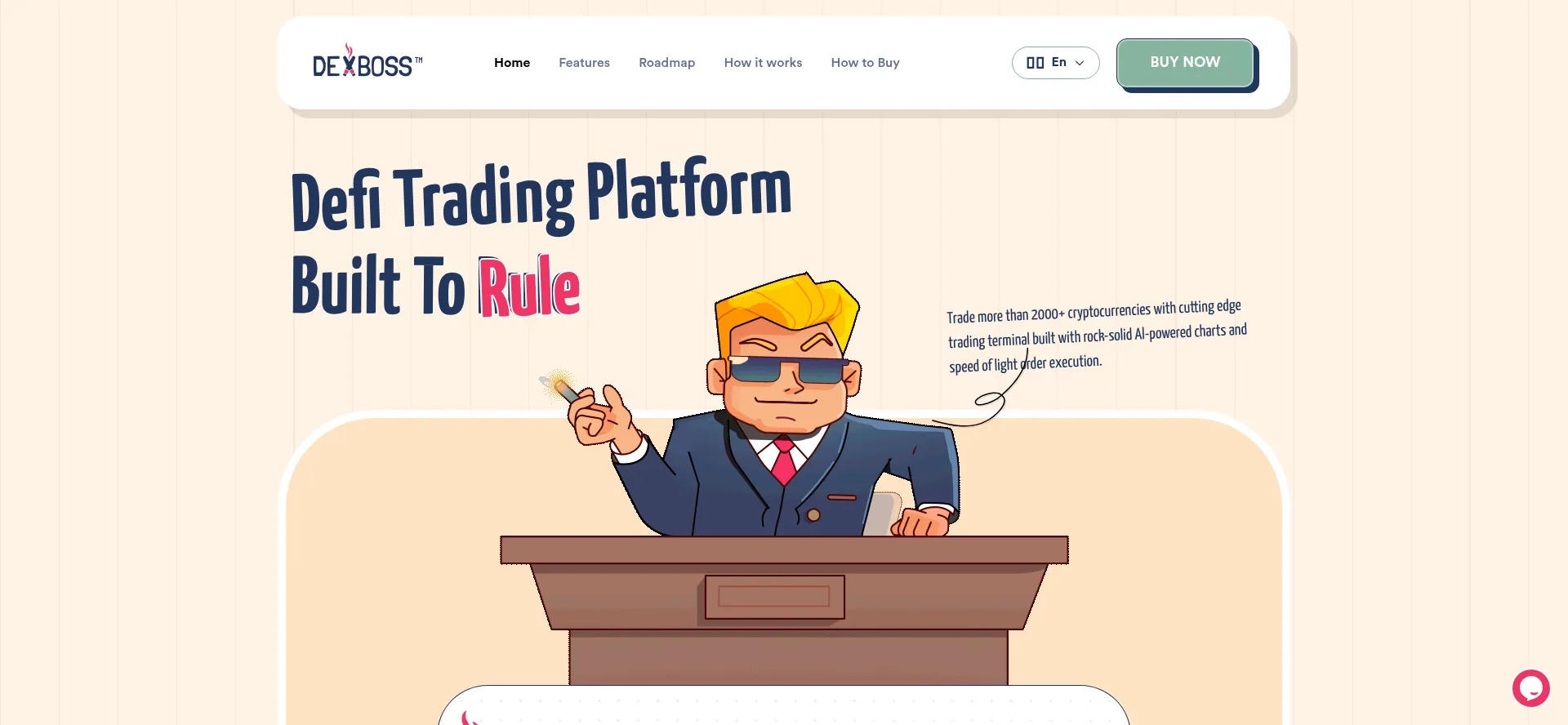 Website screenshot of Dexboss.io