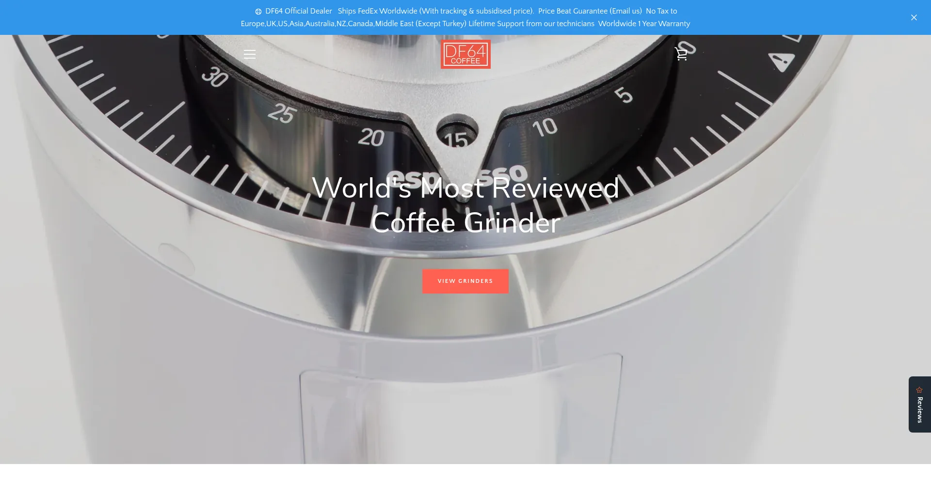 Website screenshot of Df64coffee.com