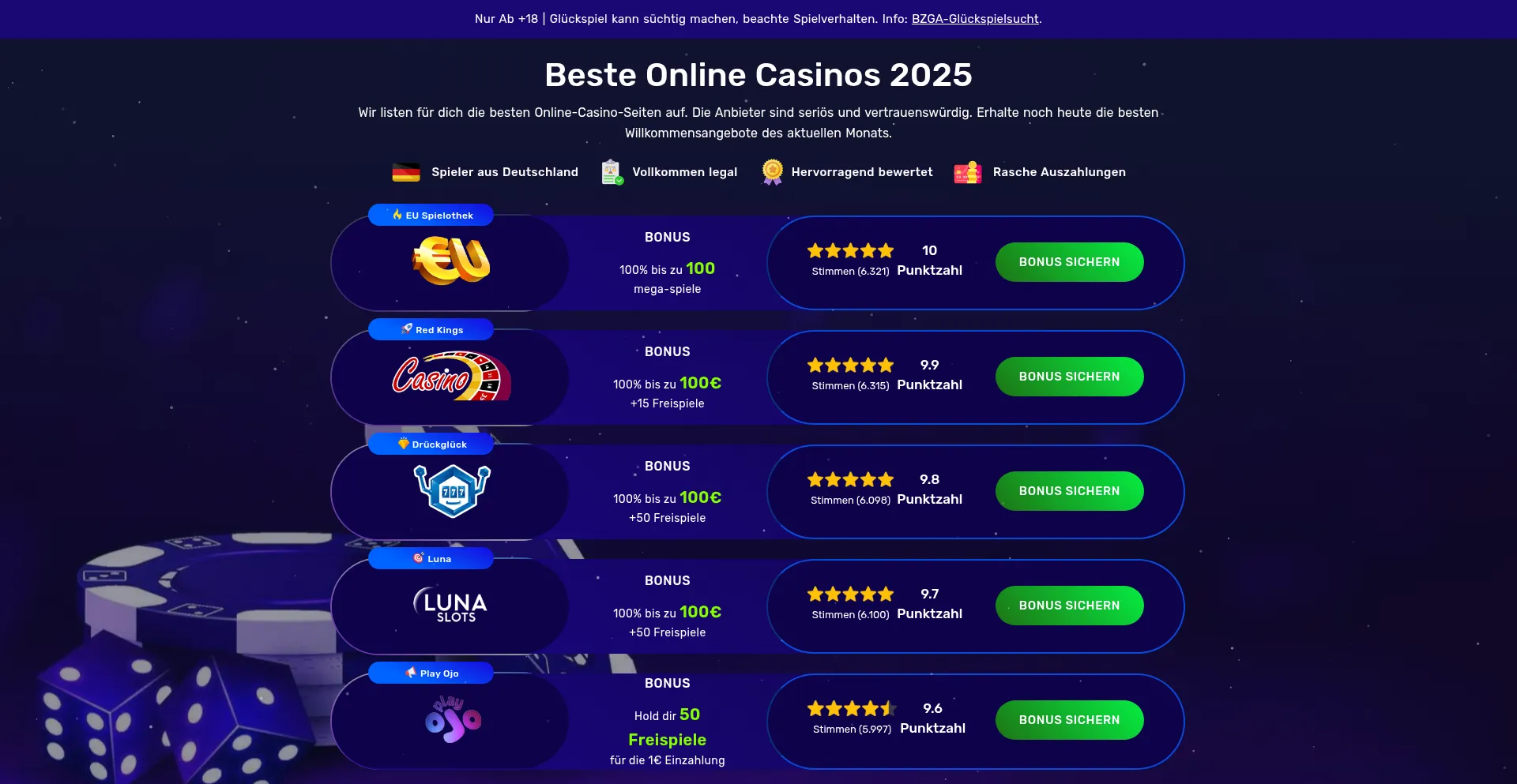 Website screenshot of Diamondplaydeutsche.com