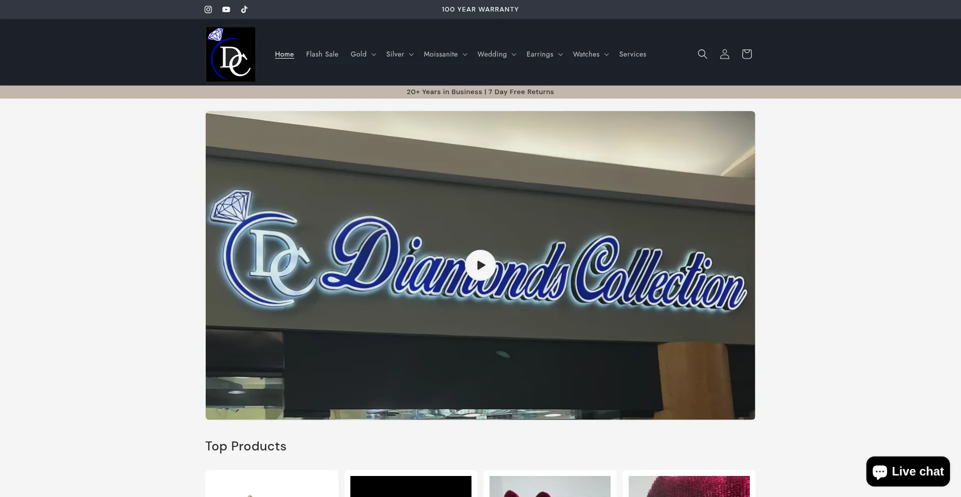 Website screenshot of Diamondscollection.net