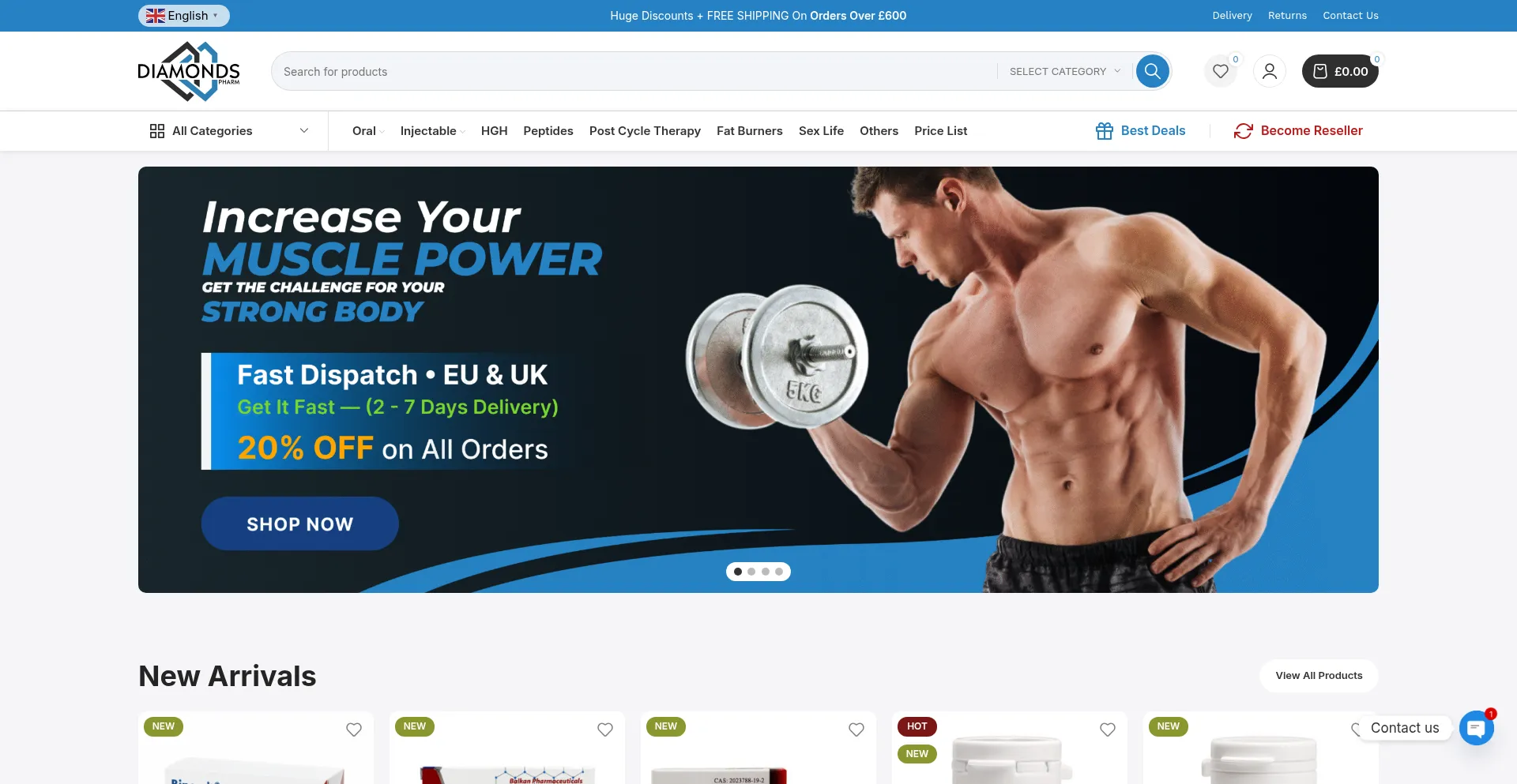 Website screenshot of Diamondspharm.com