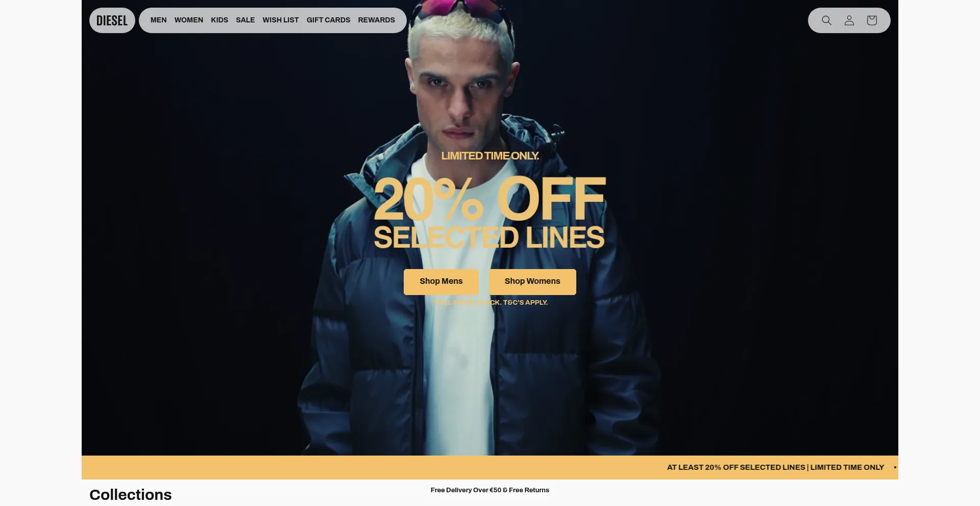 Website screenshot of Diesel.ie
