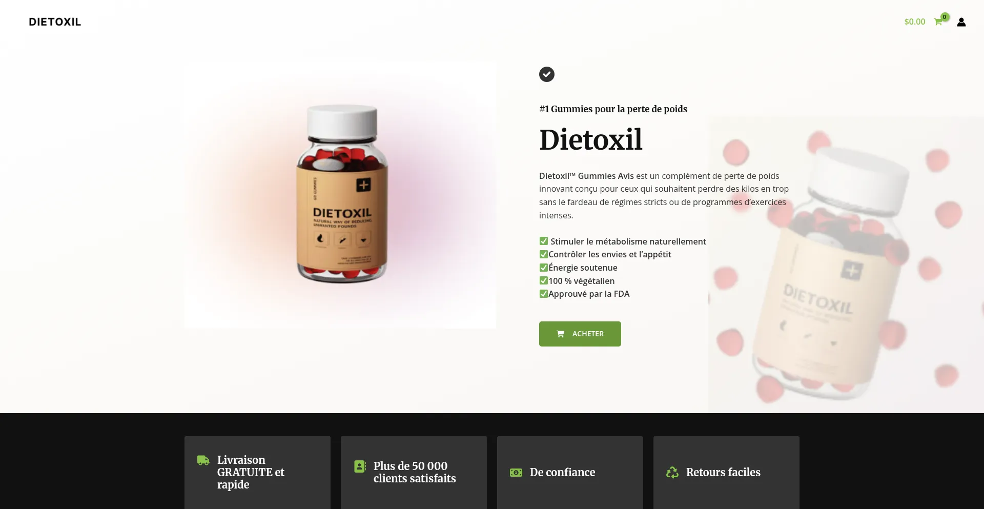 Website screenshot of Dietoxil.org