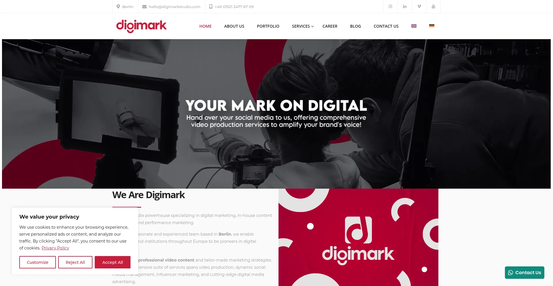 Website screenshot of Digimarkstudio.com