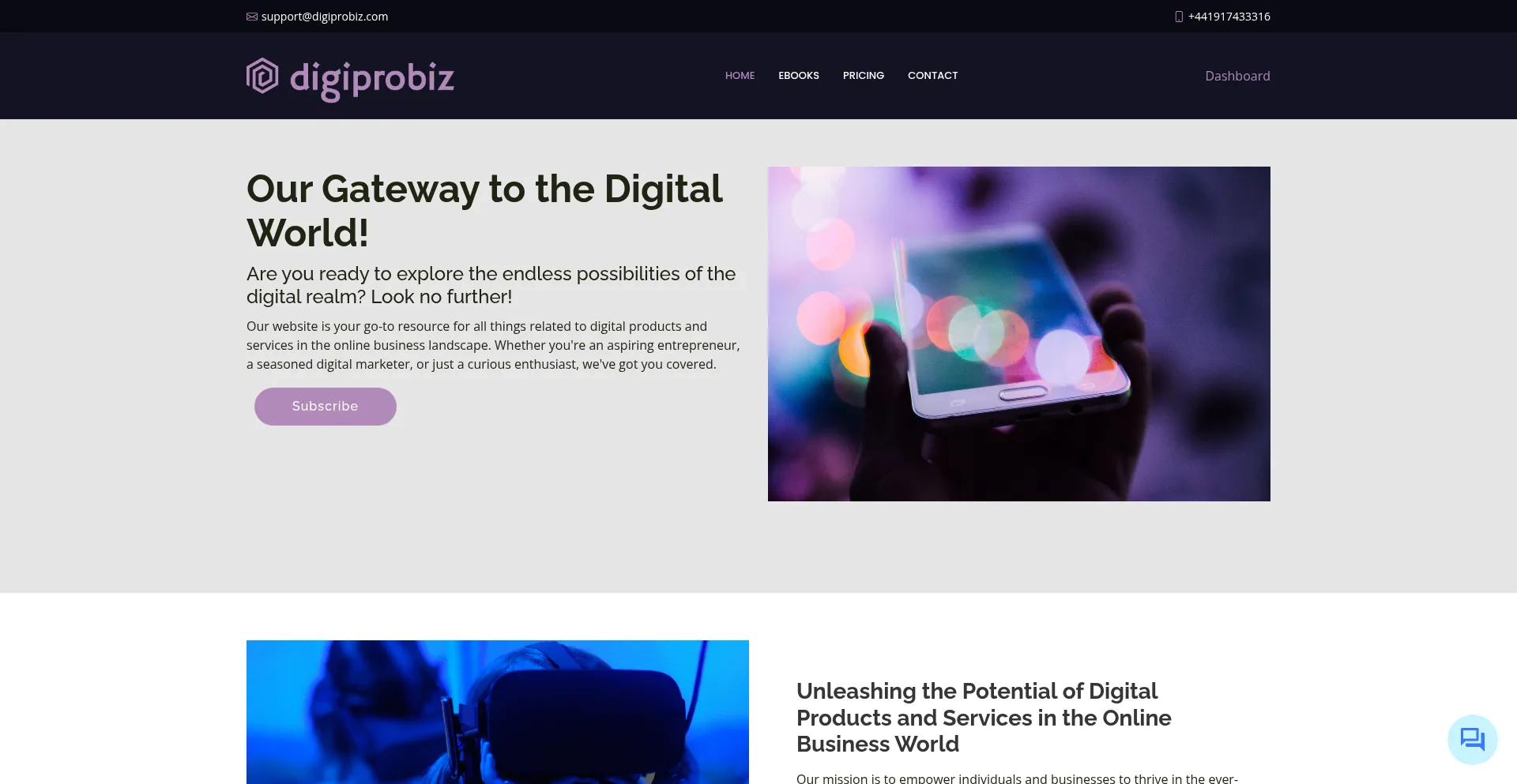 Website screenshot of Digiprobiz.com