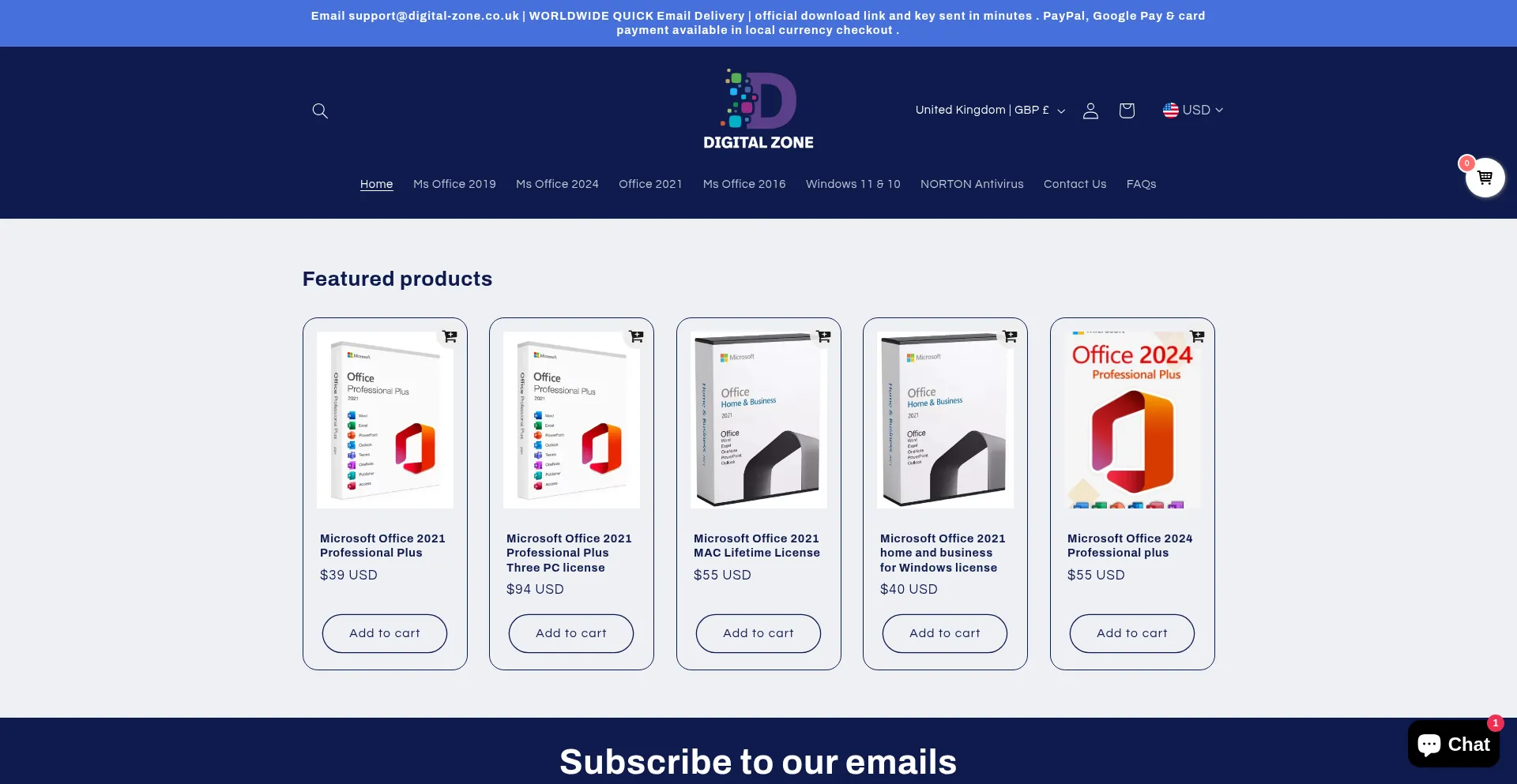 Website screenshot of Digital-zone.co.uk