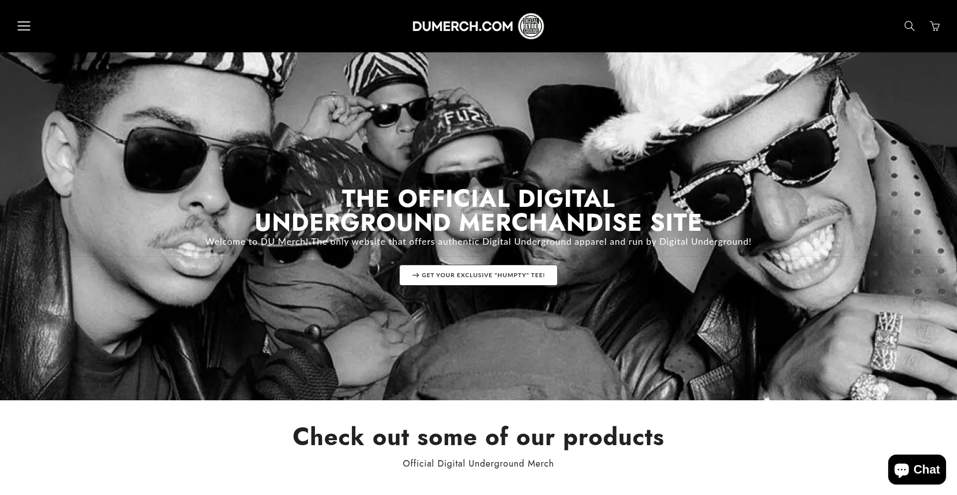 Website screenshot of Digitalundergroundteeshirts.com