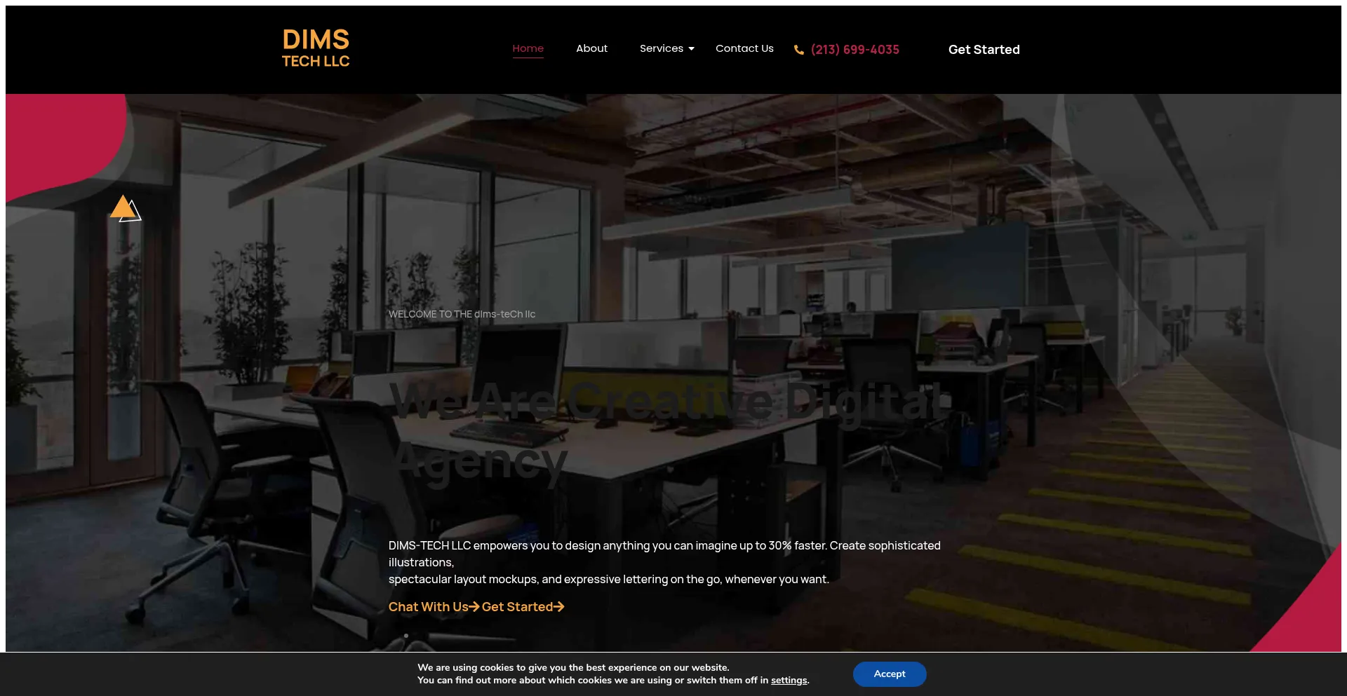 Website screenshot of Dimstechllc.com
