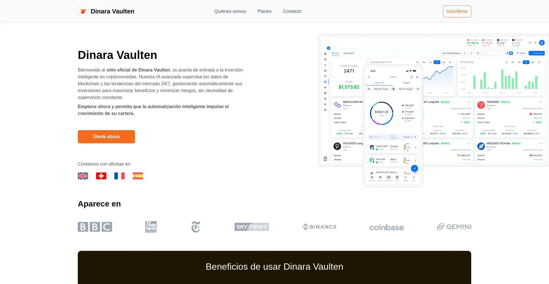 Website screenshot of Dinaravaulten.es