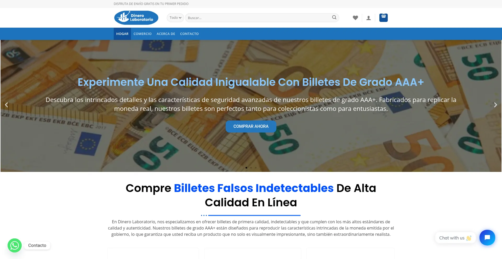 Website screenshot of Dinerolaboratorio.com