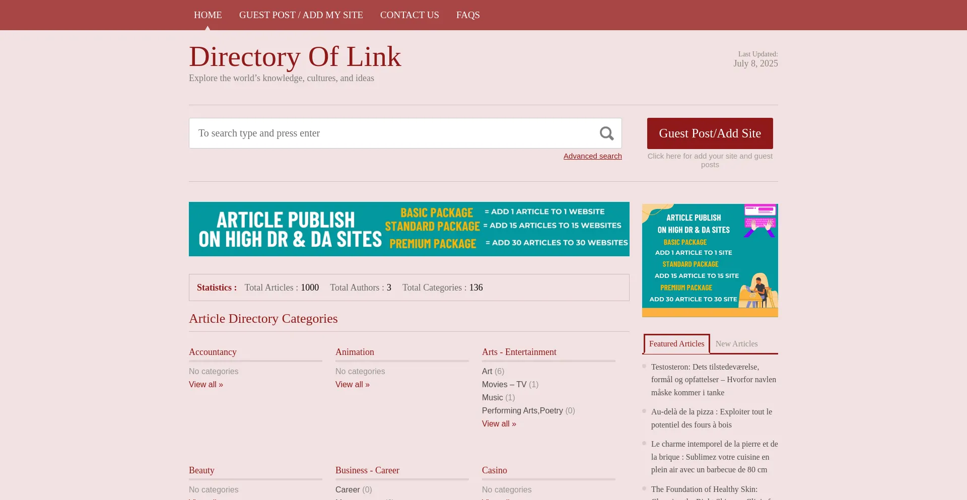 Website screenshot of Directoryoflink.com