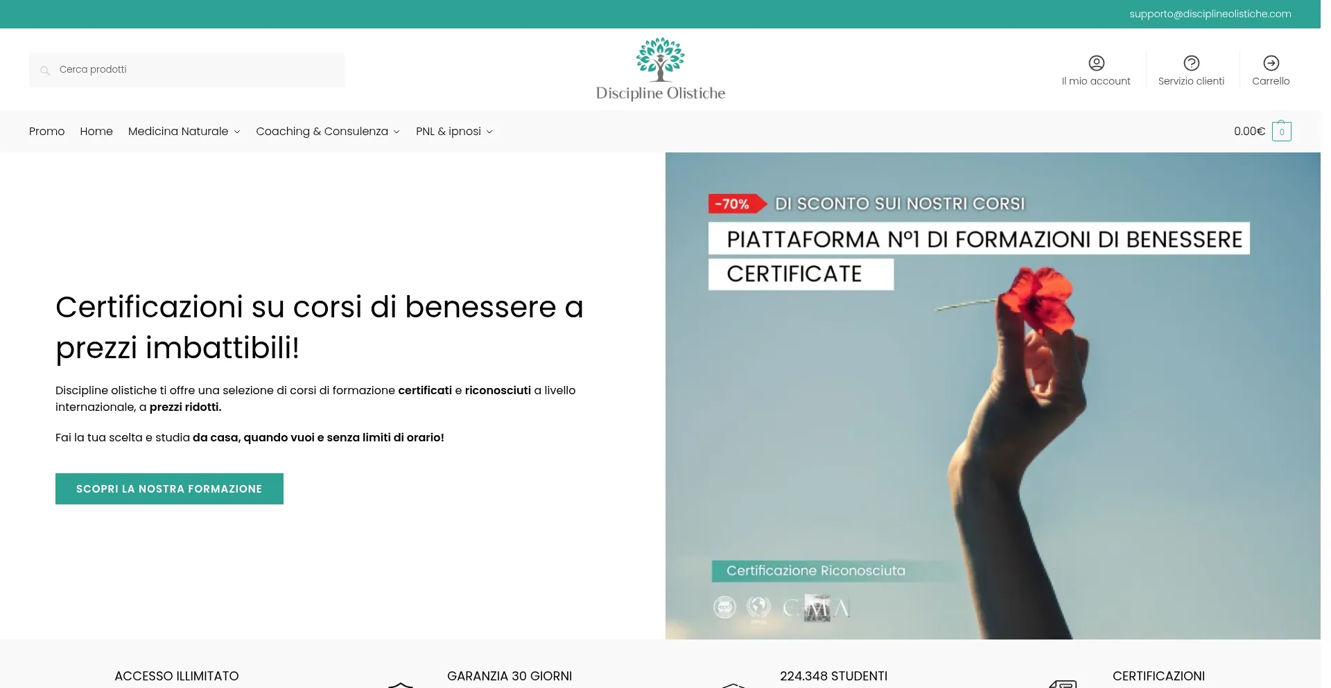 Website screenshot of Disciplineolistiche.com