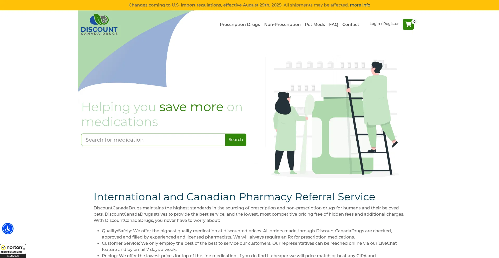 Website screenshot of Discountcanadadrugs.com