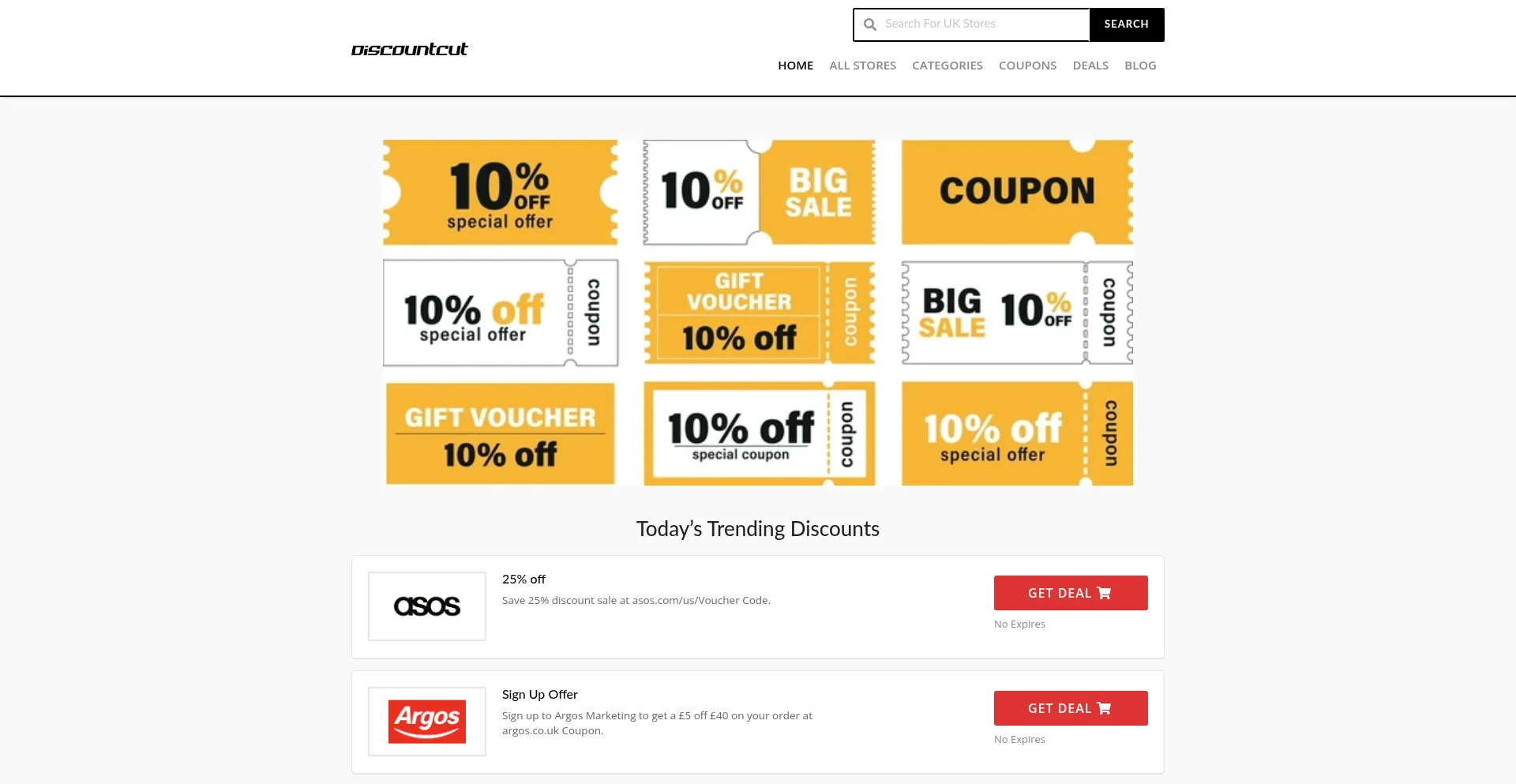 Website screenshot of Discountcut.co.uk