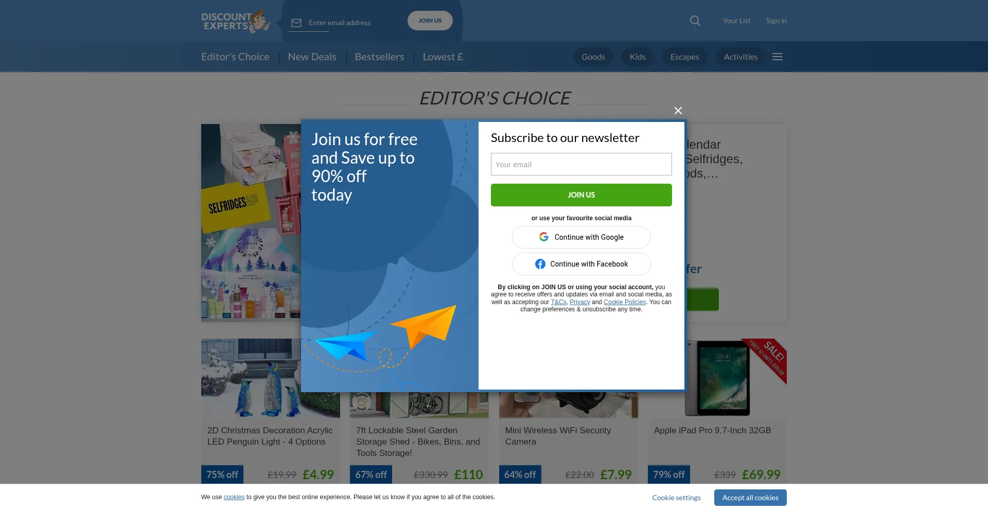 Website screenshot of Discountexperts.com