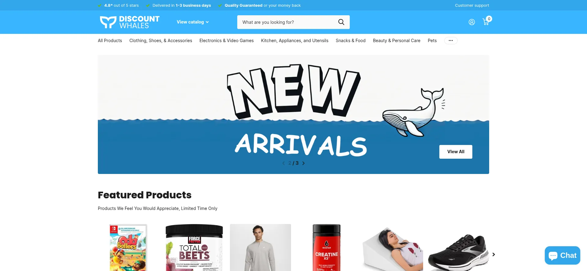 Website screenshot of Discountwhales.com