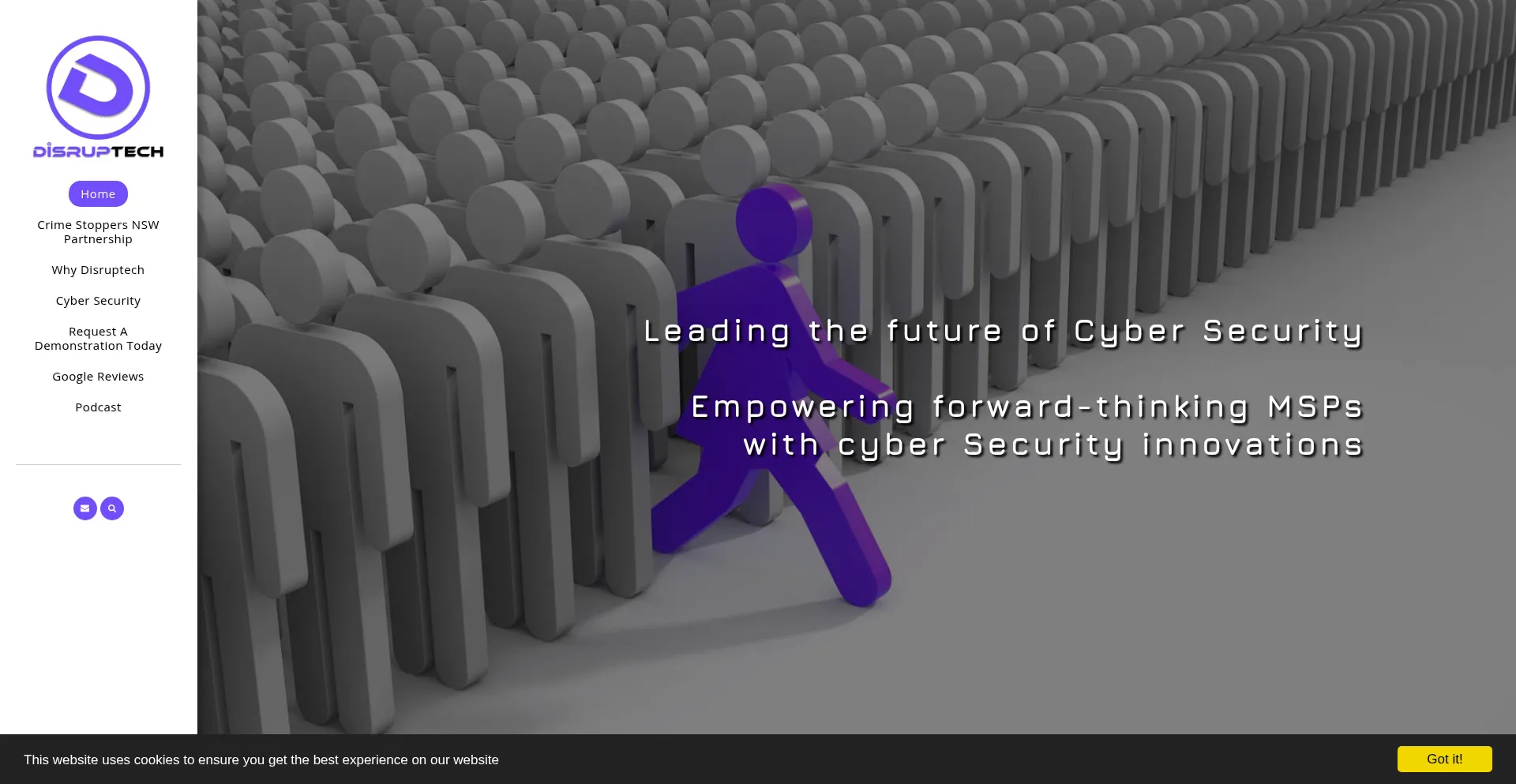 Website screenshot of Disruptech.com.au