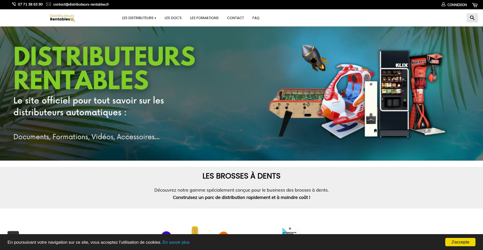 Website screenshot of Distributeurs-rentables.fr