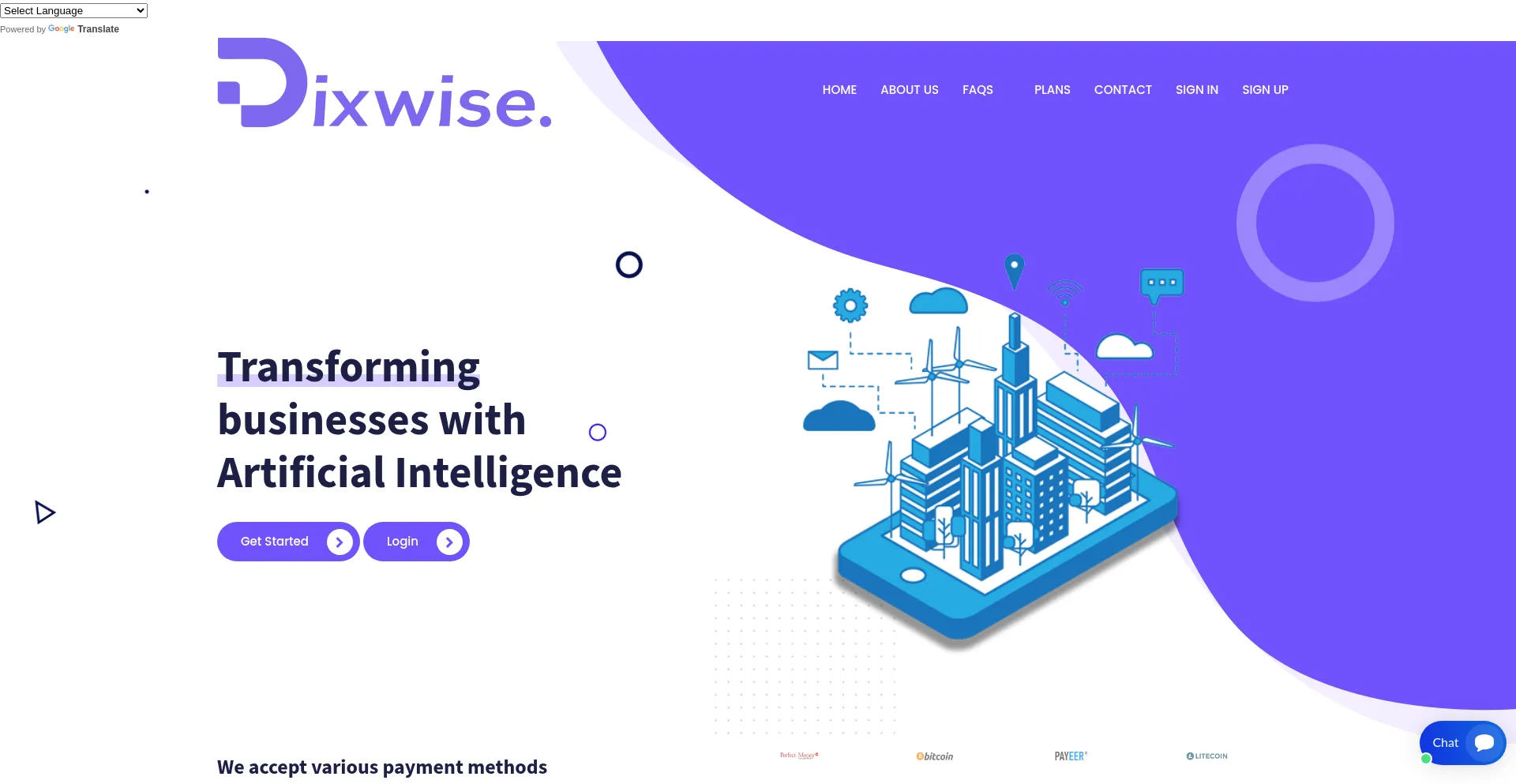 Website screenshot of Dixwise.com