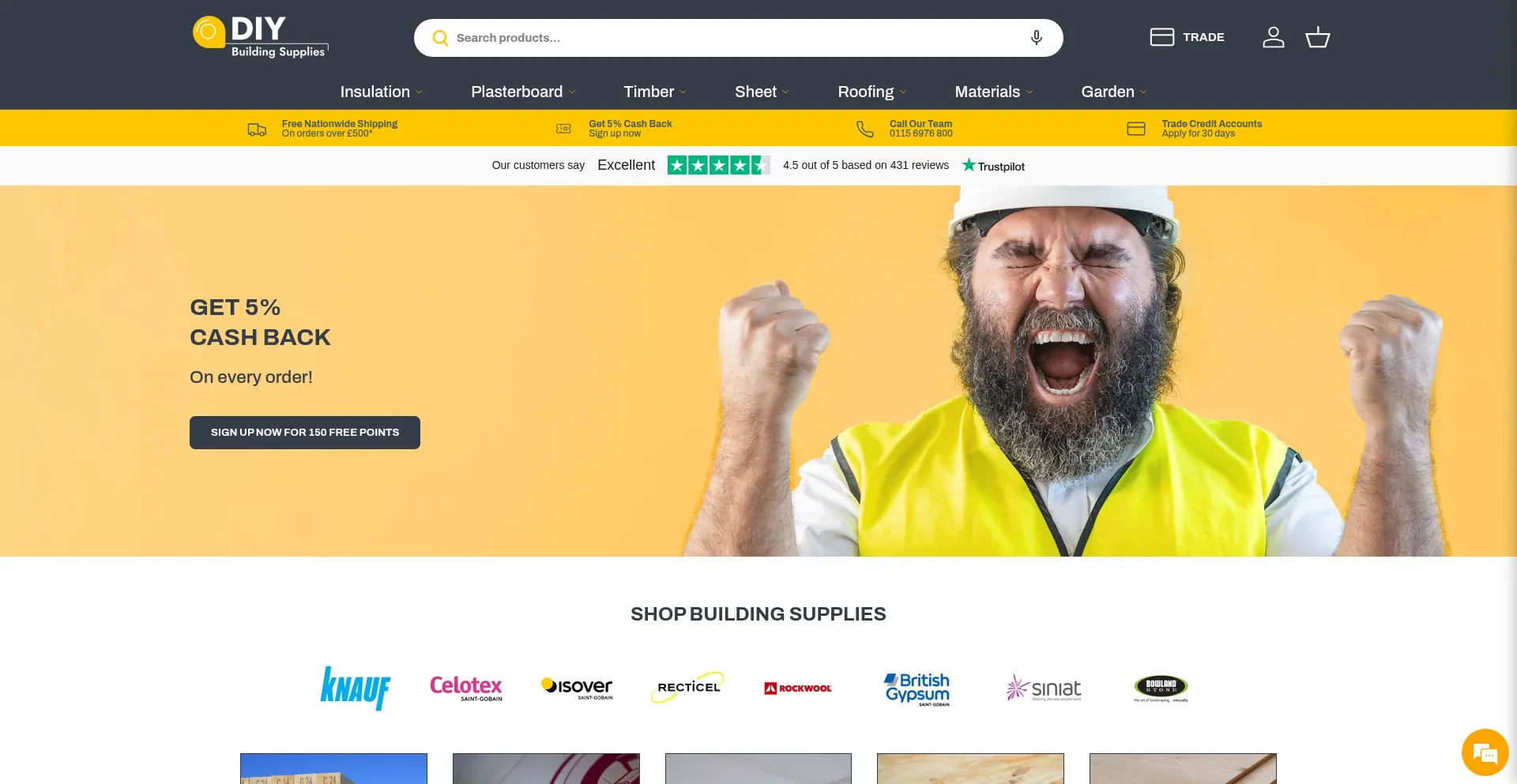 Website screenshot of Diybuildingsupplies.co.uk