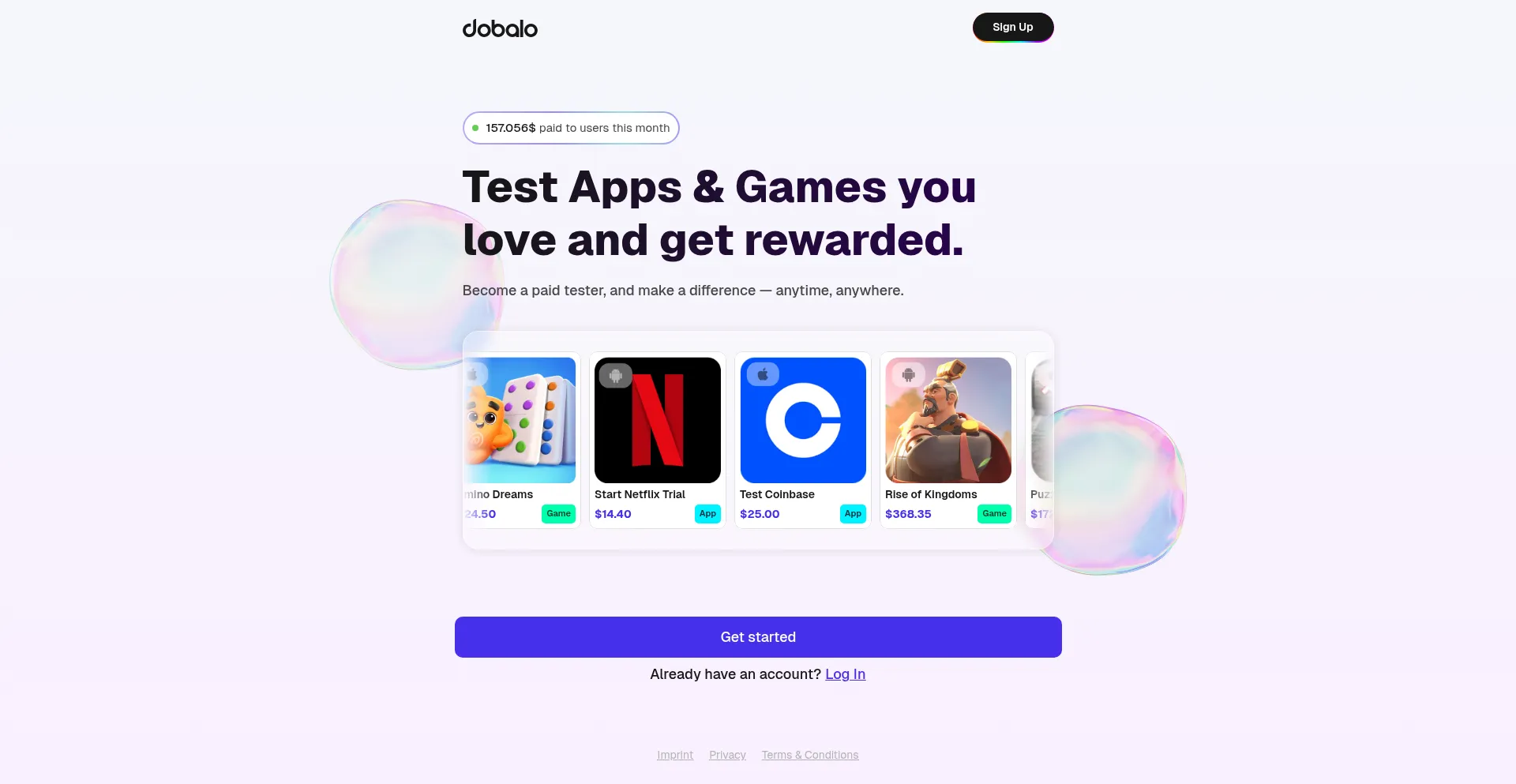 Website screenshot of Dobalo.com