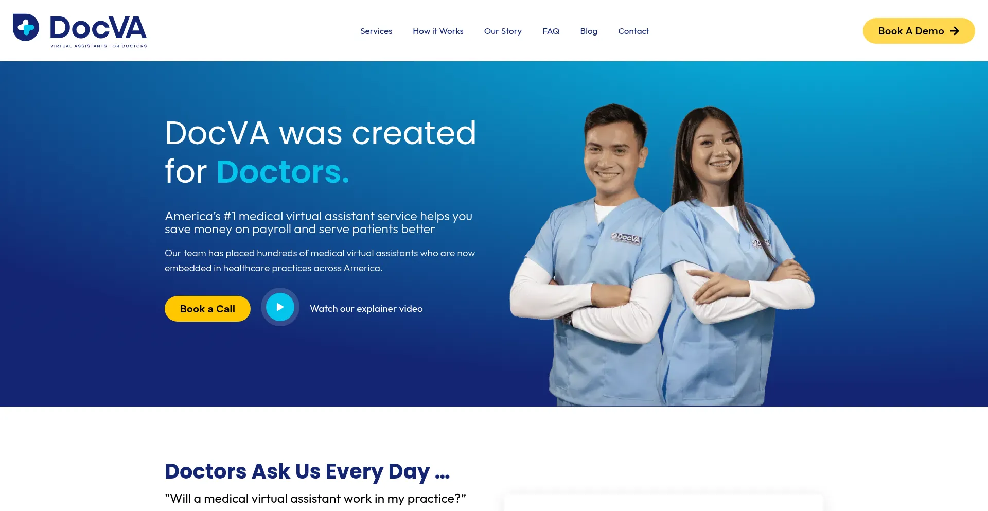 Website screenshot of Docva.com