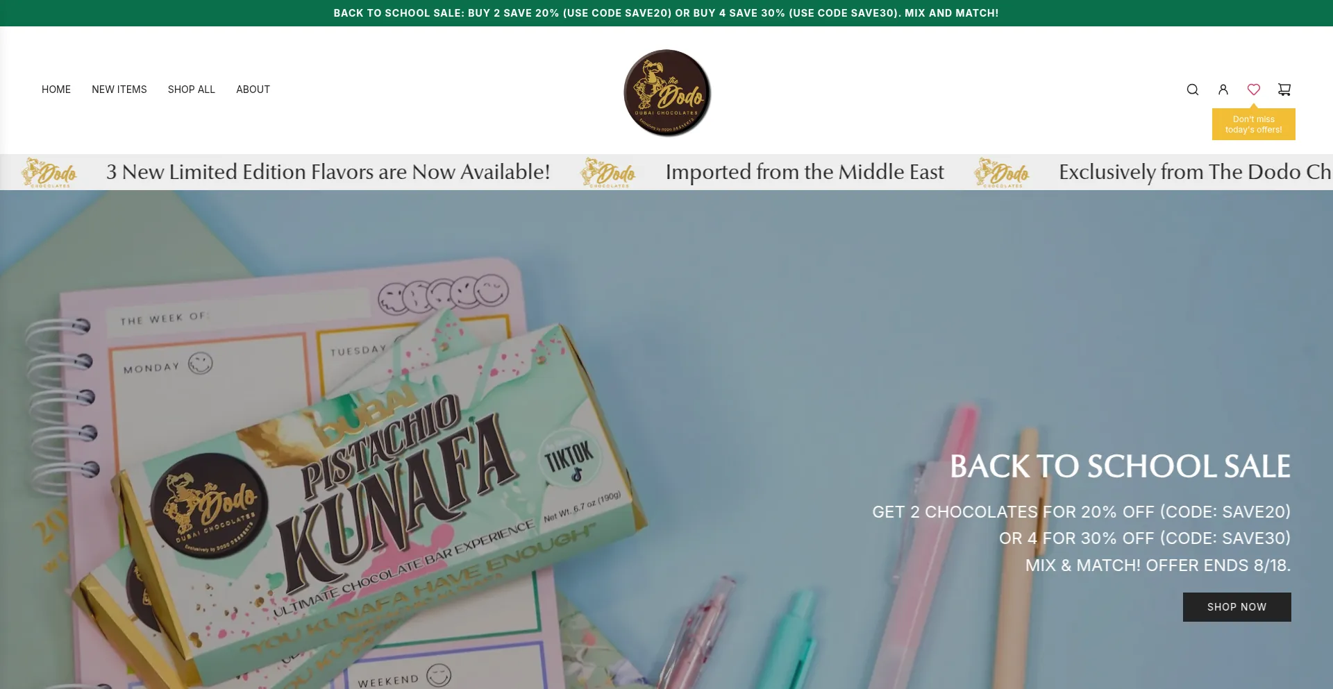 Website screenshot of Dodochocolates.com